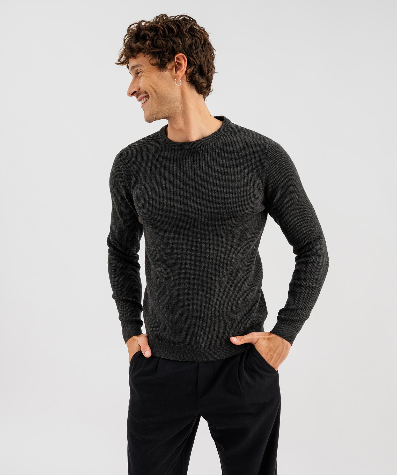 Pull col rond homme - Kensington - 46-48/XL - gris fonce - KENSINGTON