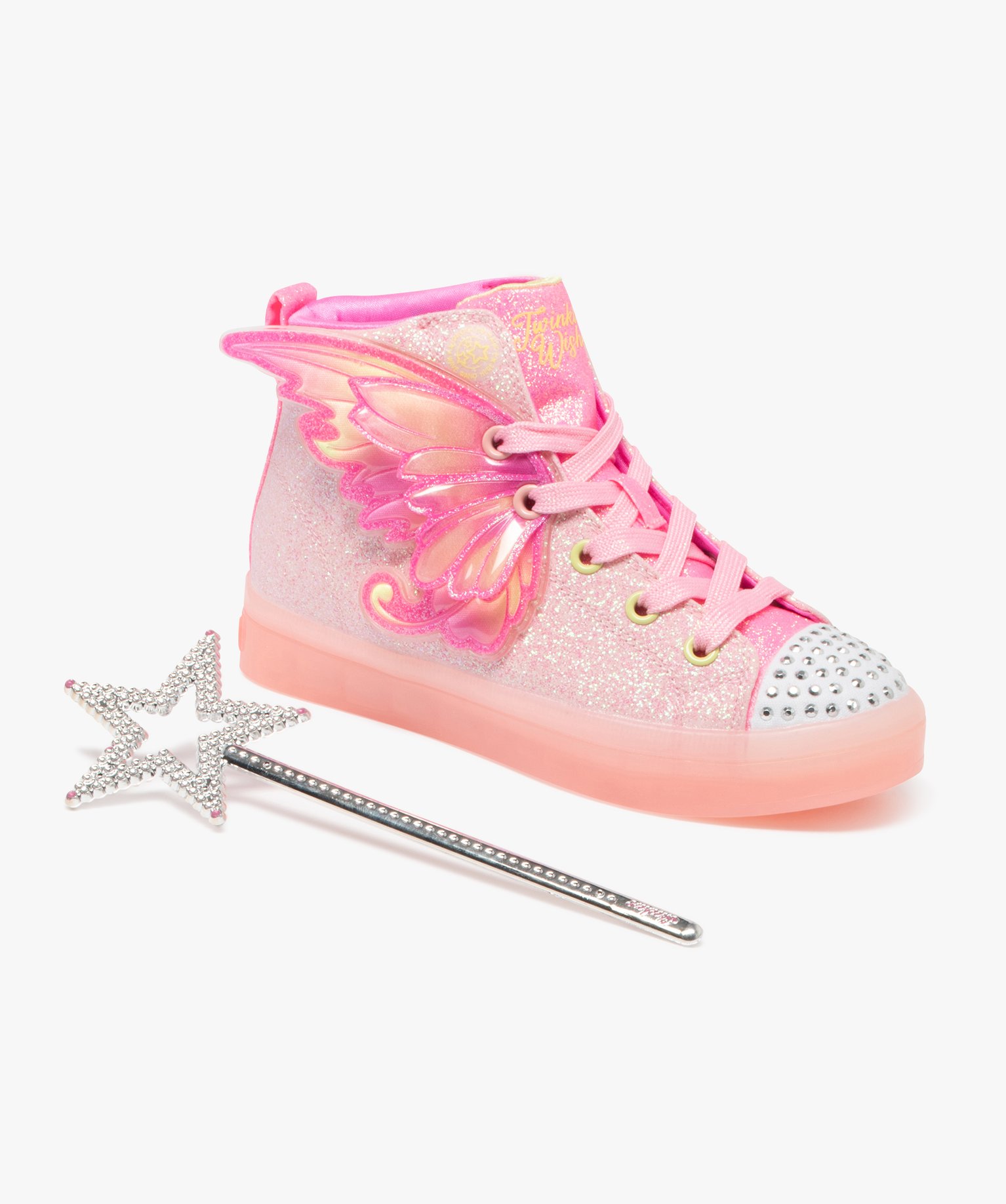 Baskets fille mid-cut à strass et à paillettes avec ailes de fée fantaisie - Skechers - 32 - rose - SKECHERS