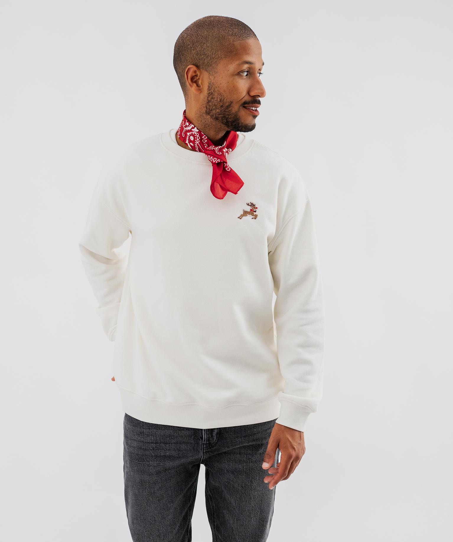 Sweat de Noël en molleton imprimé devant et dos homme - 38-40/M - blanc standard - GEMO