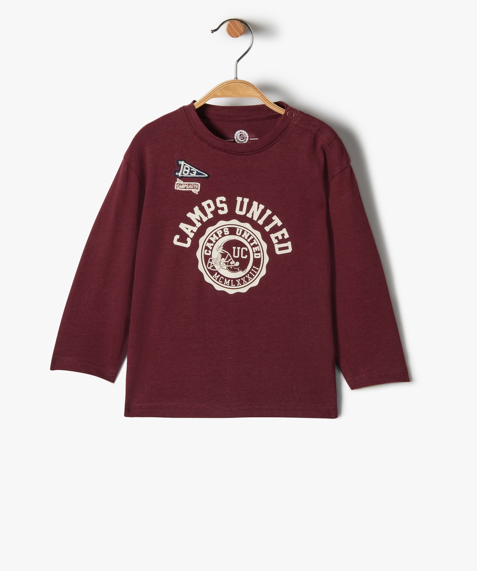 Tee-shirt bébé garçon à manches longues imprimé - Camps United - 12M - rouge fonce - CAMPS UNITED