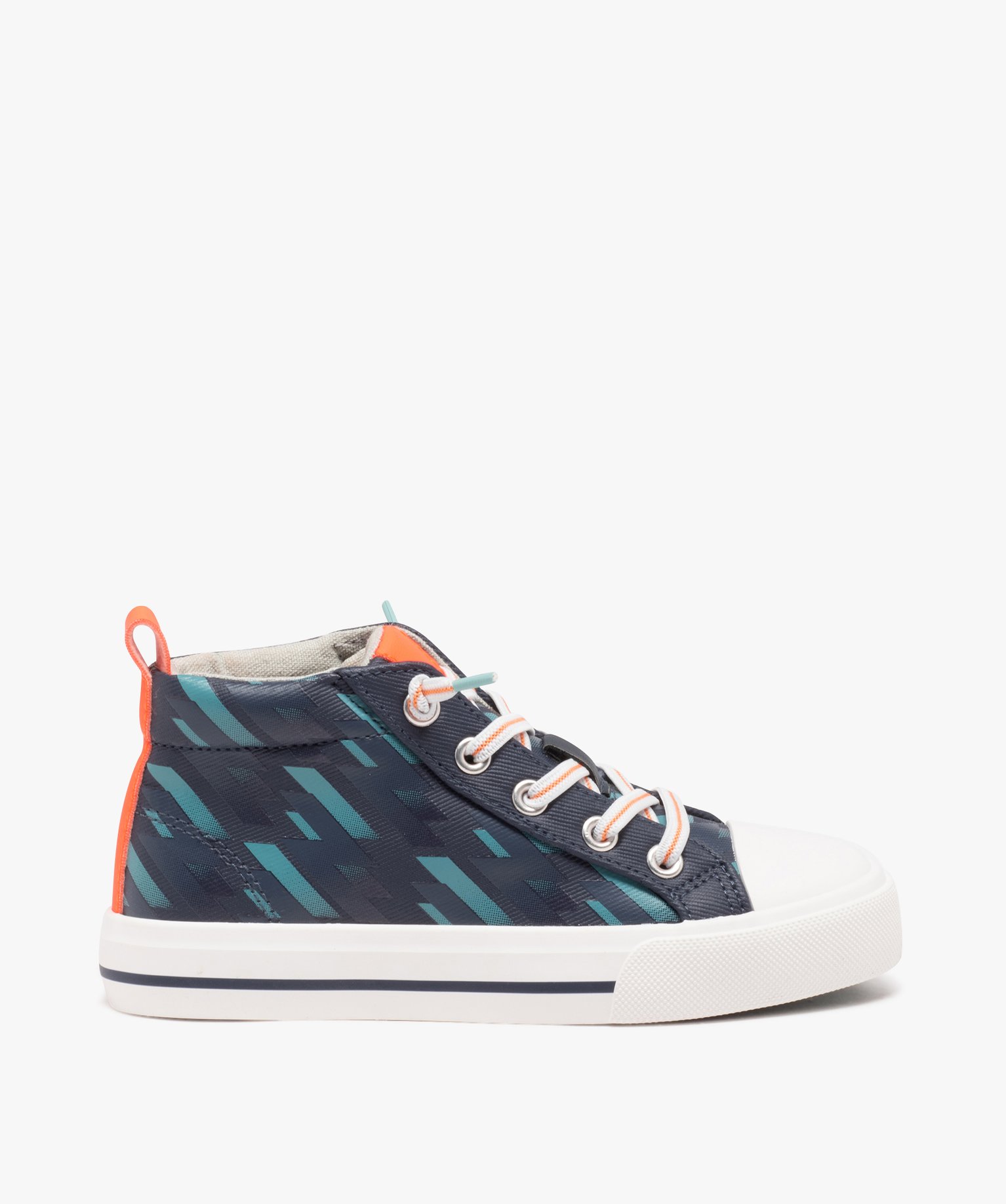 Baskets garçon en toile montantes à lacets élastiques - 32 - marine - GEMO