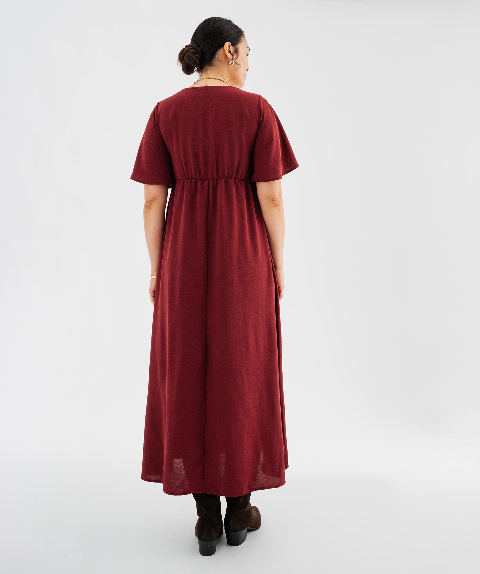Robe longue fluide femme - 42-44/L - rouge fonce - GEMO