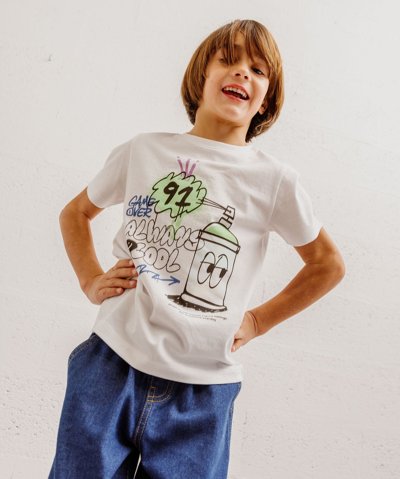 Tee-shirt manches courtes imprimé street art garçon - GEMO