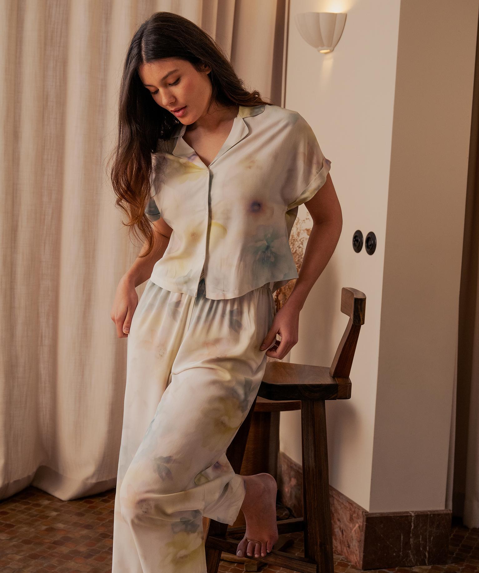 Bas de pyjama en viscose fluide imprimée femme - S - multicolore - GEMO