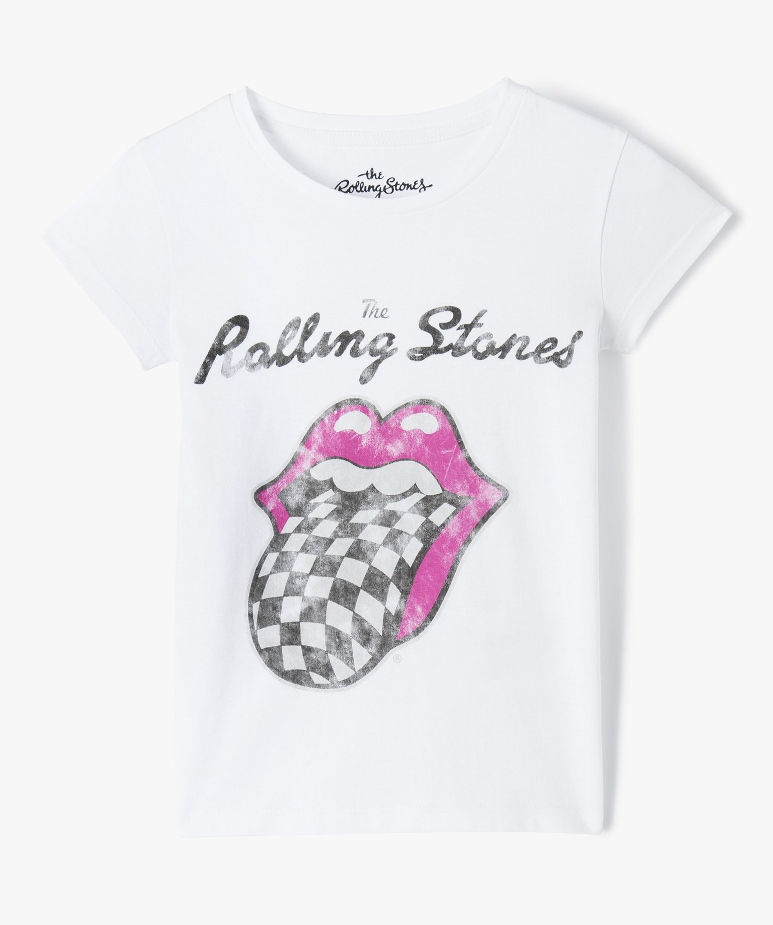 Tee-shirt fille à manches courtes imprimé - Rolling Stones - 6 - blanc - ROLLING STONES