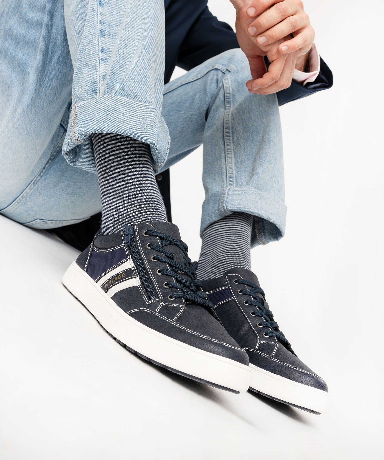 Baskets homme unies style vintage - 40 - marine - GEMO