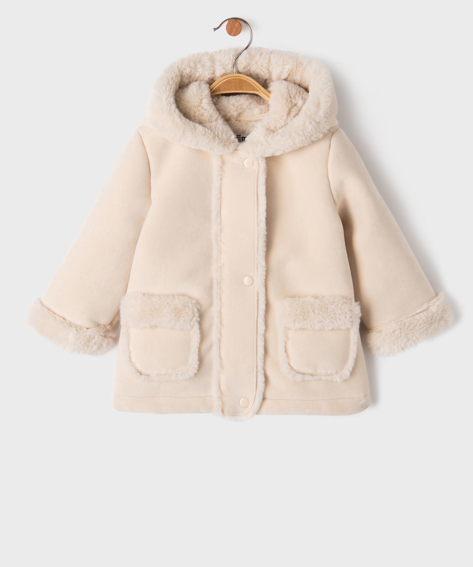 Manteau à capuche en velours doublure chaude bébé fille - GEMO