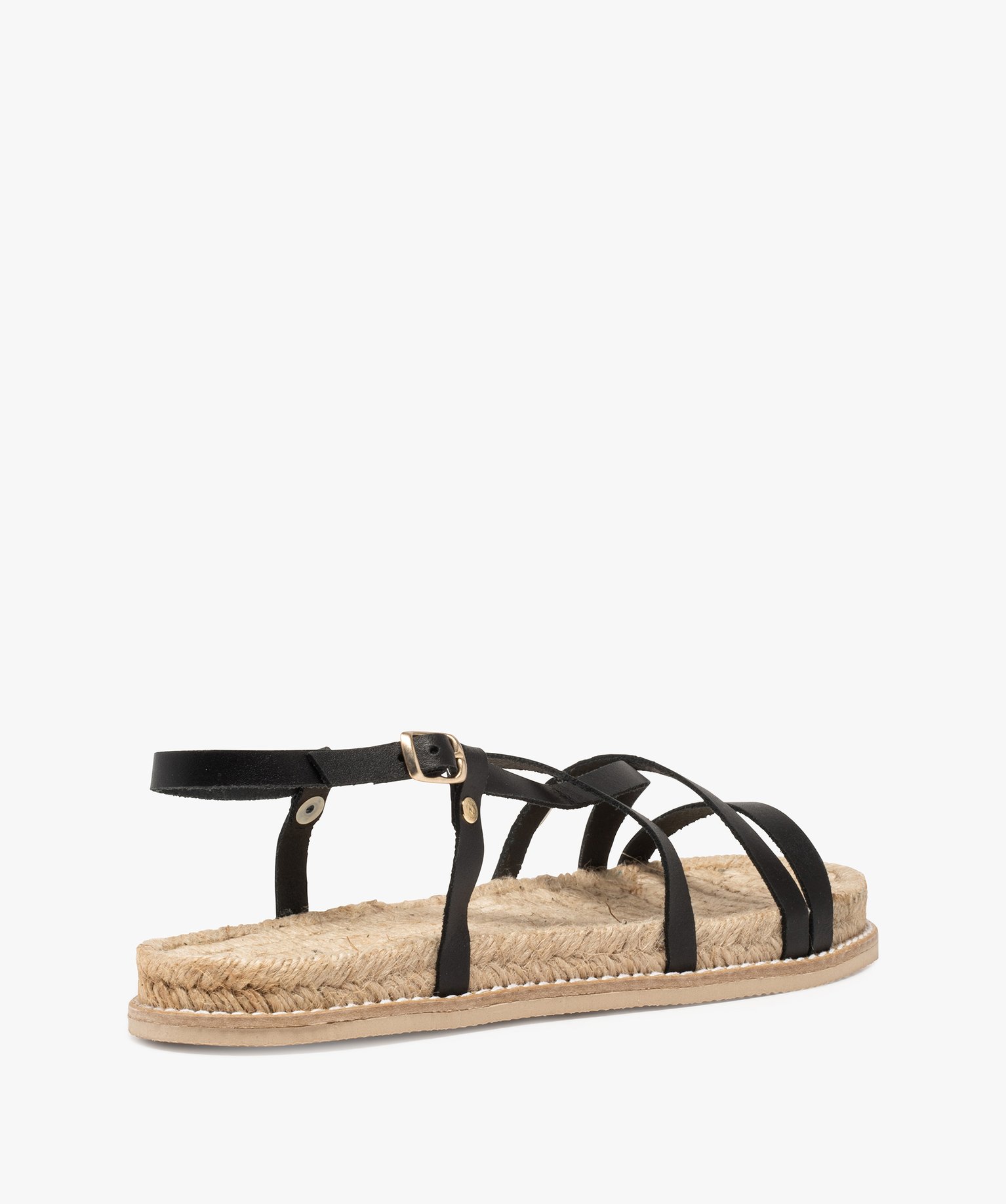 Sandales femme à semelle en corde et fines brides unies | GEMO