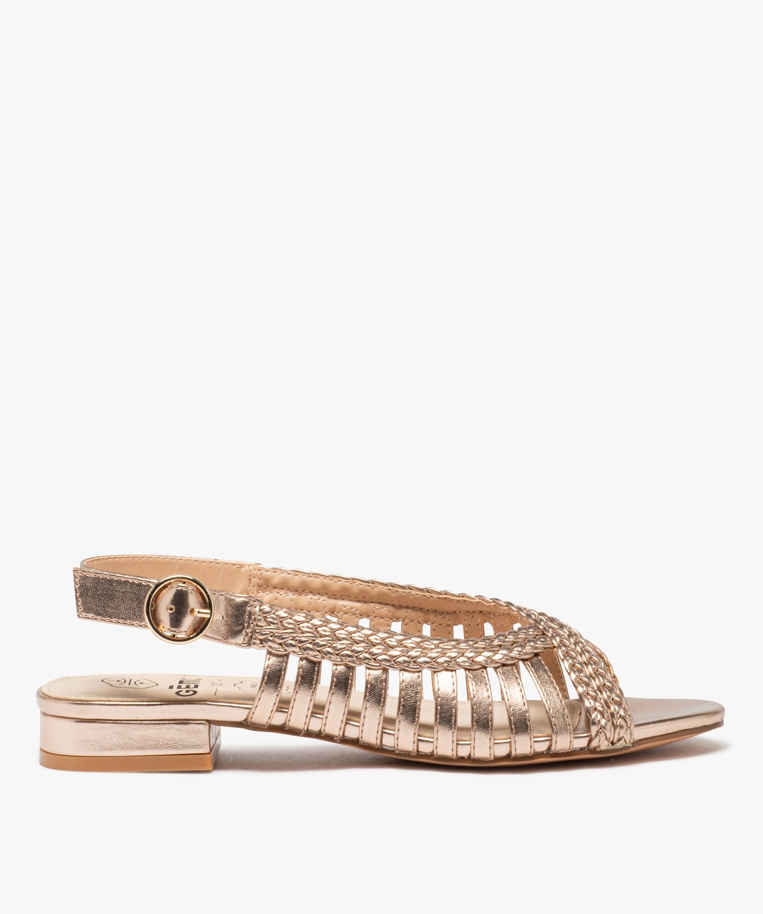Sandales femme plates métallisées et décolletées - 40 - rose - GEMO