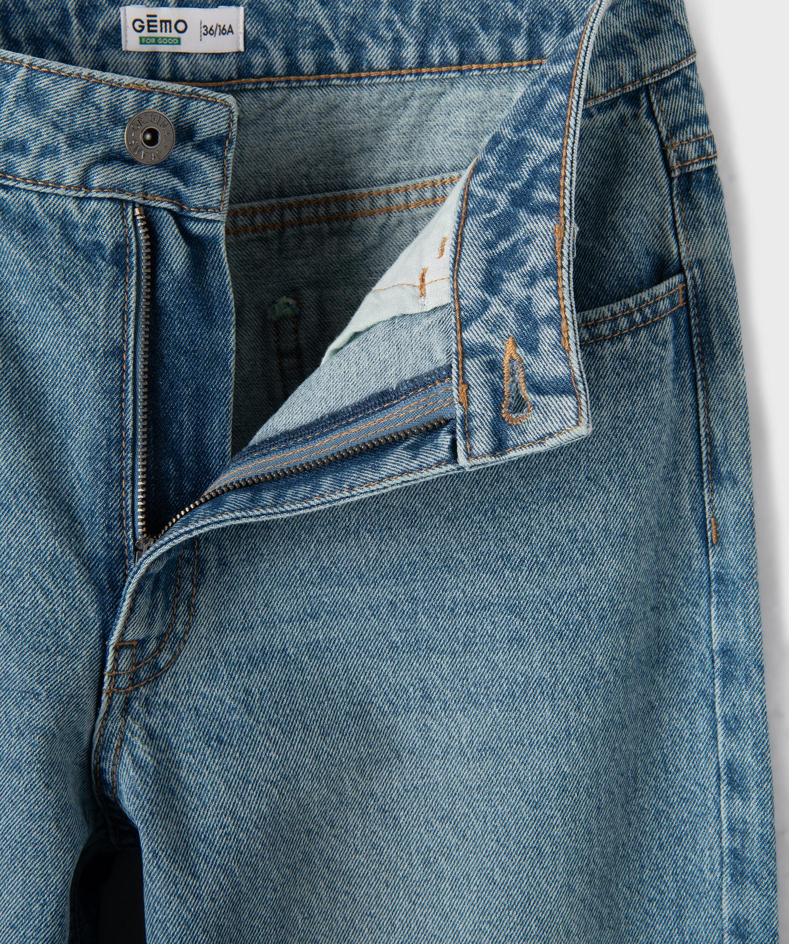Jean straight en denim 100% coton fille - 12A/XXS - bleu standard - GEMO