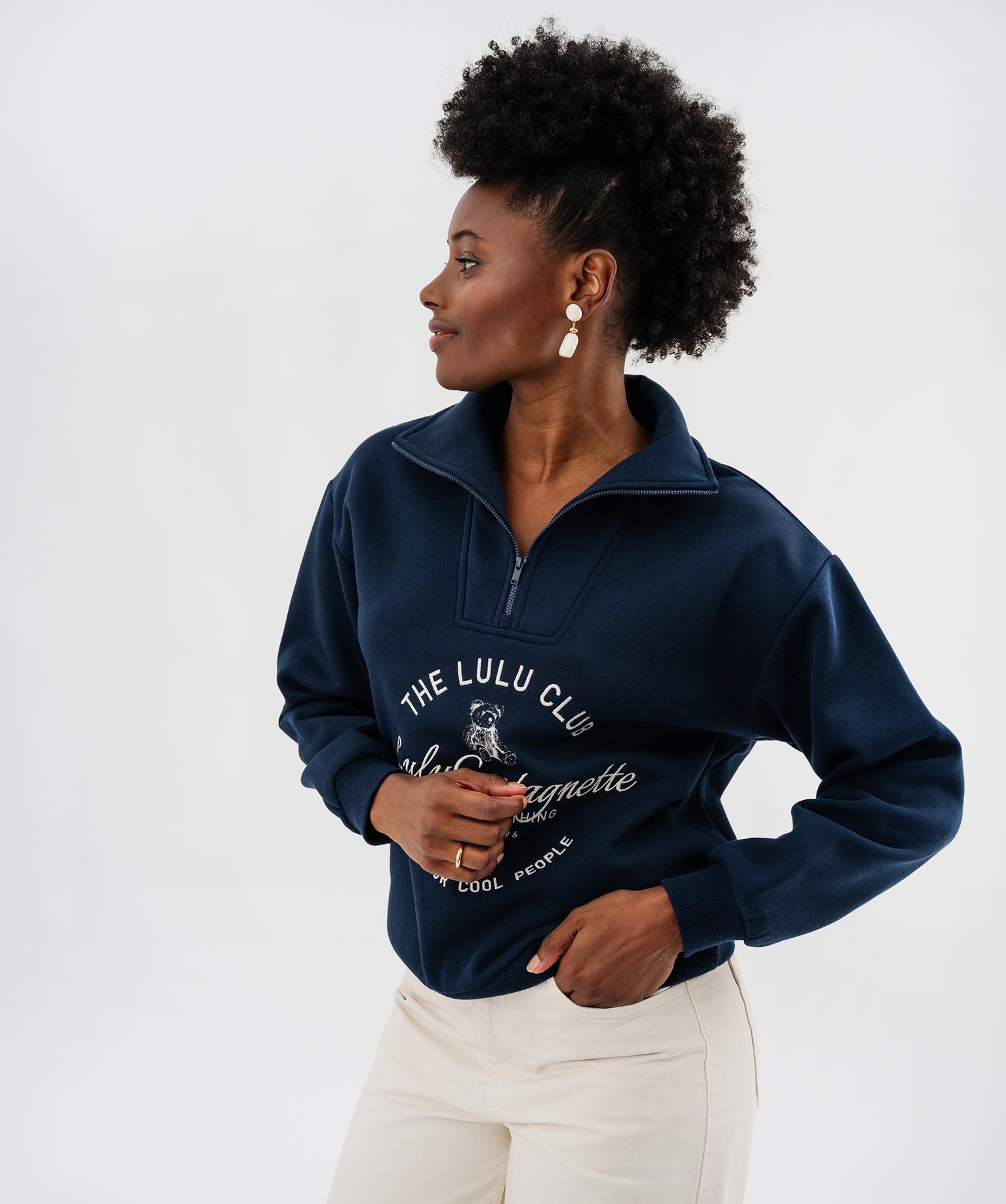 Sweat col montant zippé femme - LuluCastagnette - 36/S - bleu fonce - LULU CASTAGNETTE G4G D
