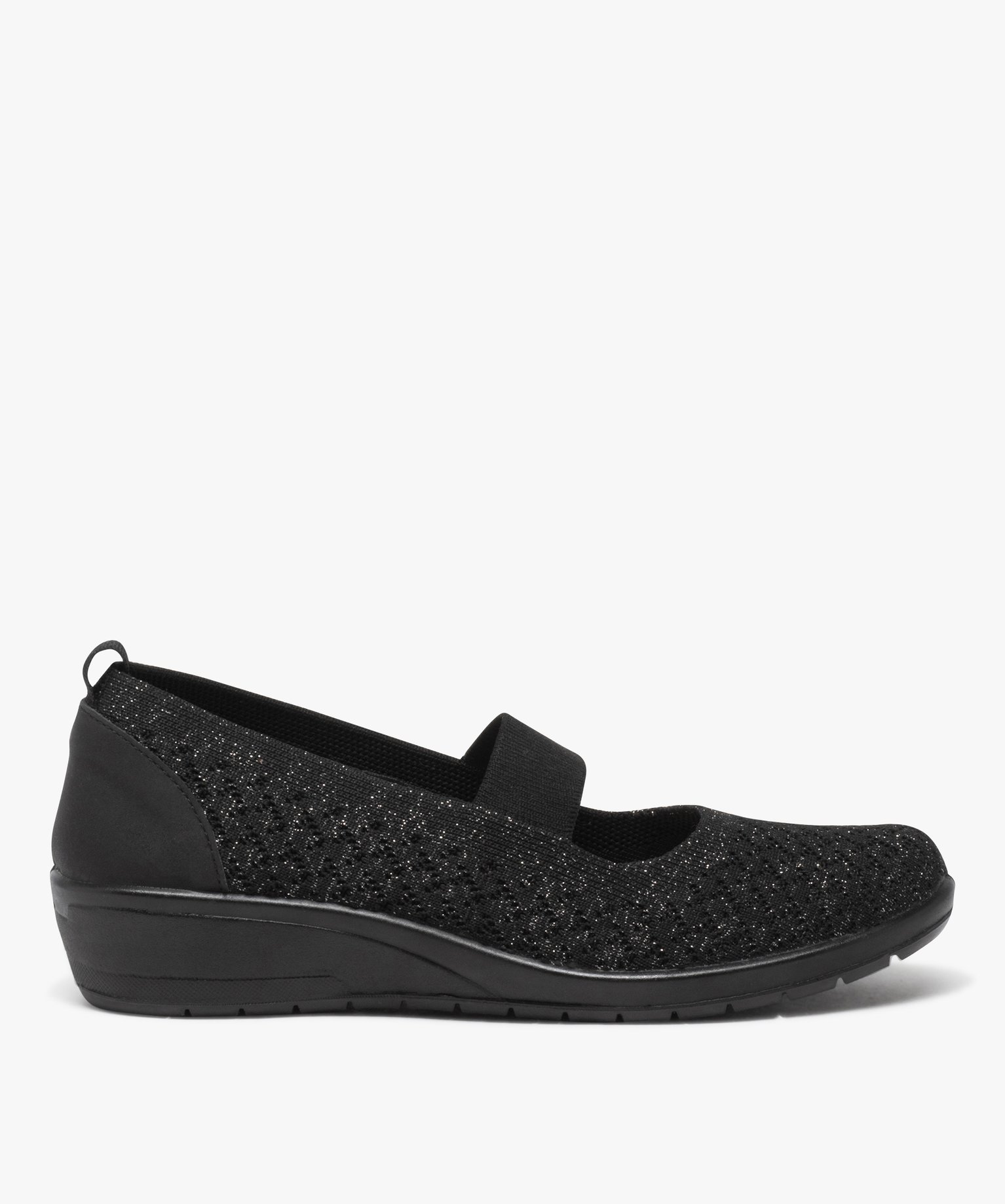 Ballerines femme confort unies avec paillettes et à semelle compensée - 37 - noir - GEMO