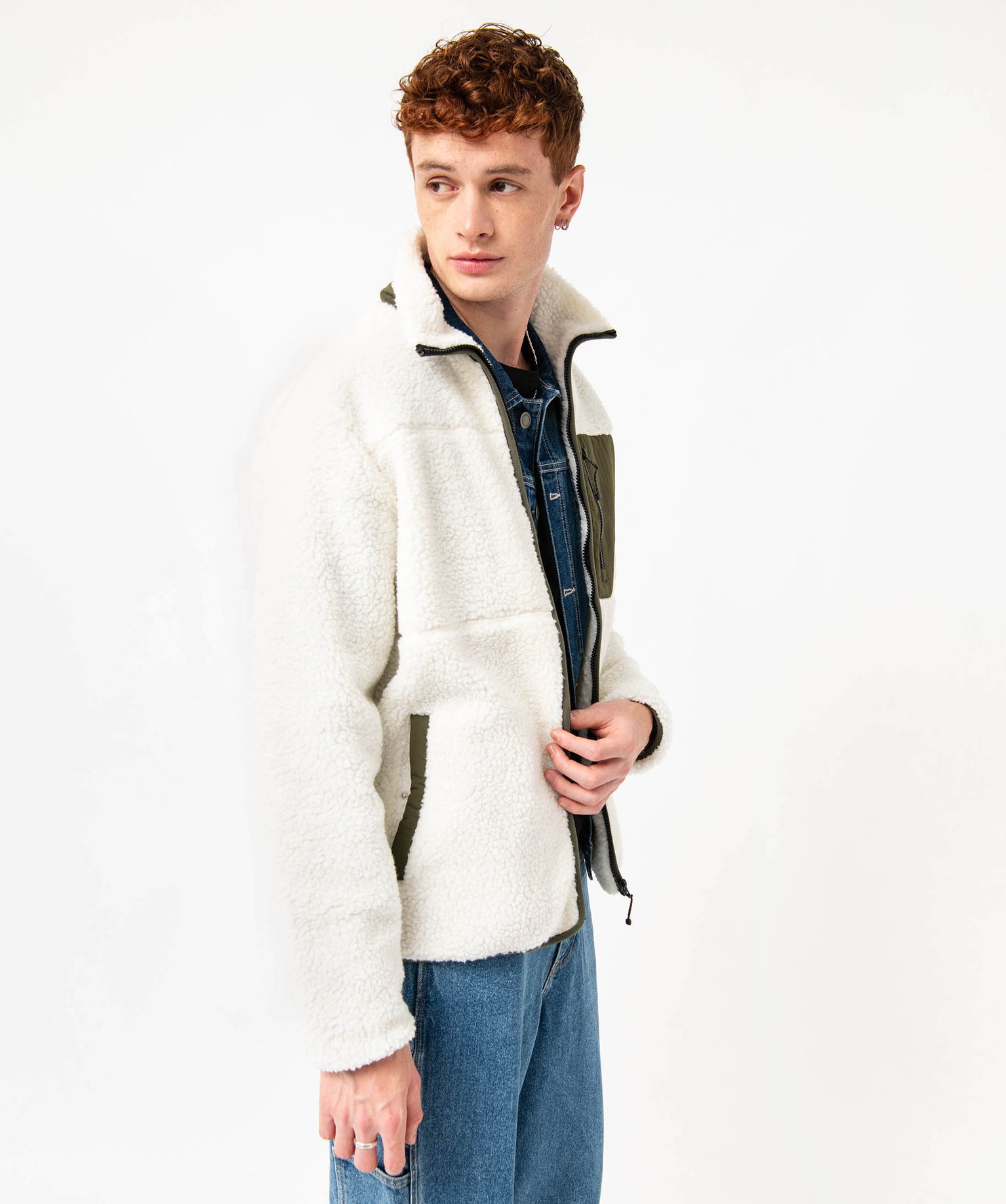 Sweat zippé en sherpa homme - XL - beige - GEMO