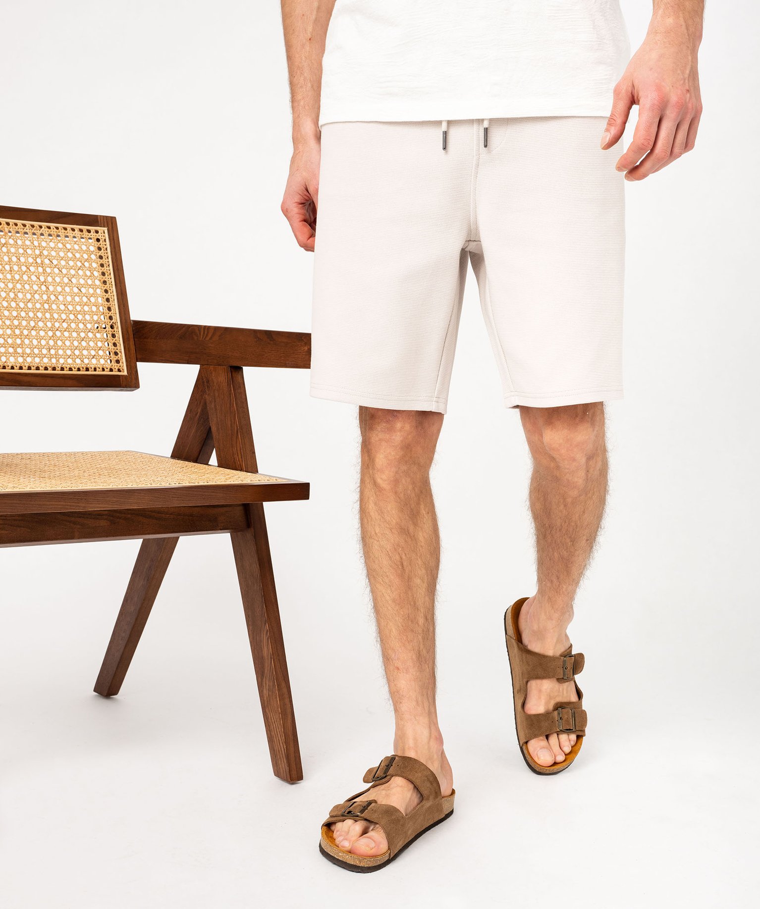 Bermuda en maille piquée à taille élastiquée homme - XXXL - ecru - GEMO