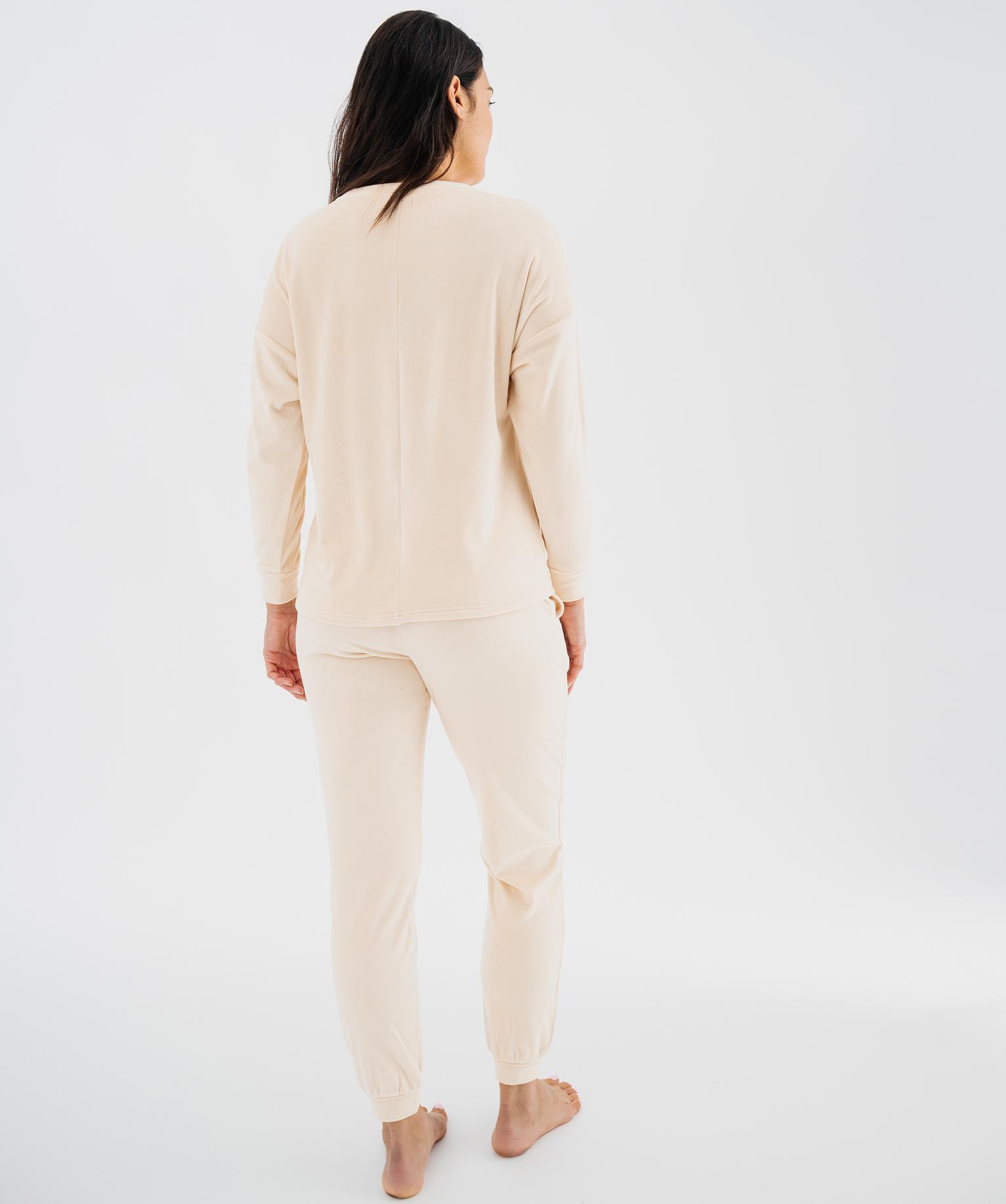 Pyjama pantalon manches longues femme - 38-40/M - beige standard - GEMO