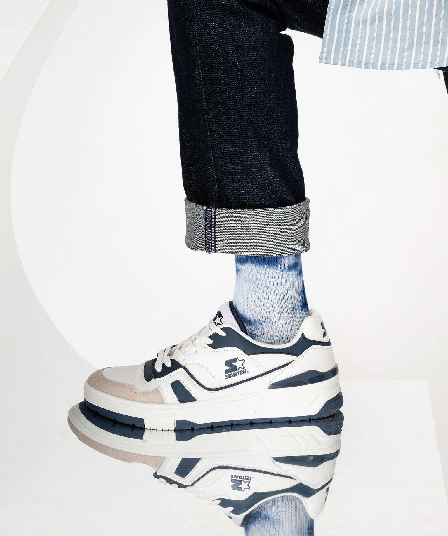 Baskets homme avec détails colorés à lacets - Starter - 42 - blanc - STARTER
