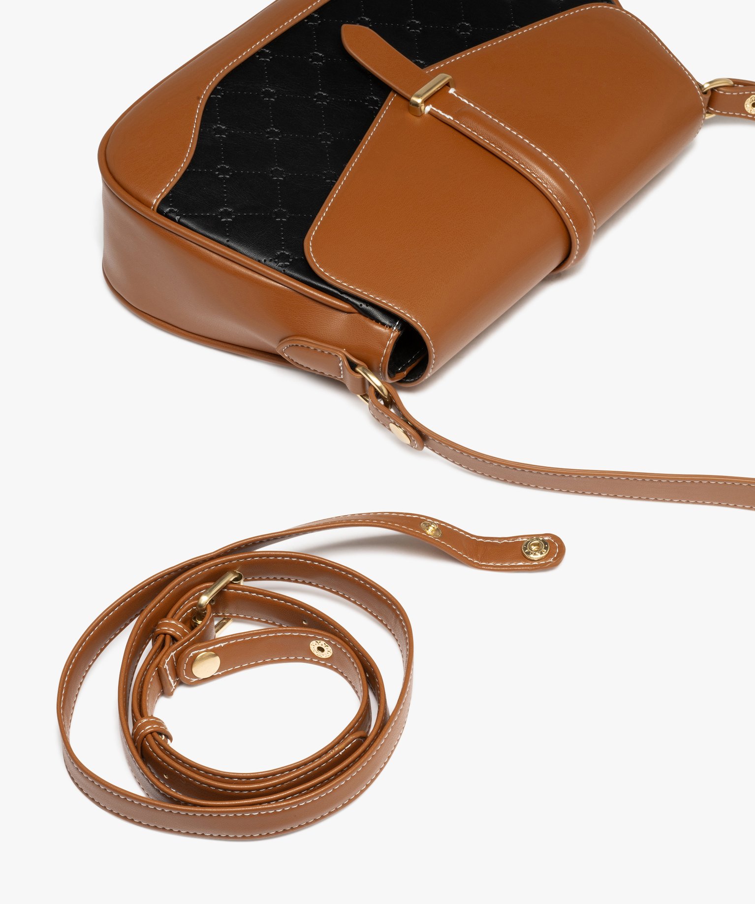 Sac Bandoulière Femme En PU Rétro - 2 Sangles Amovibles, Fermeture Dorée, Anti-pickpocket