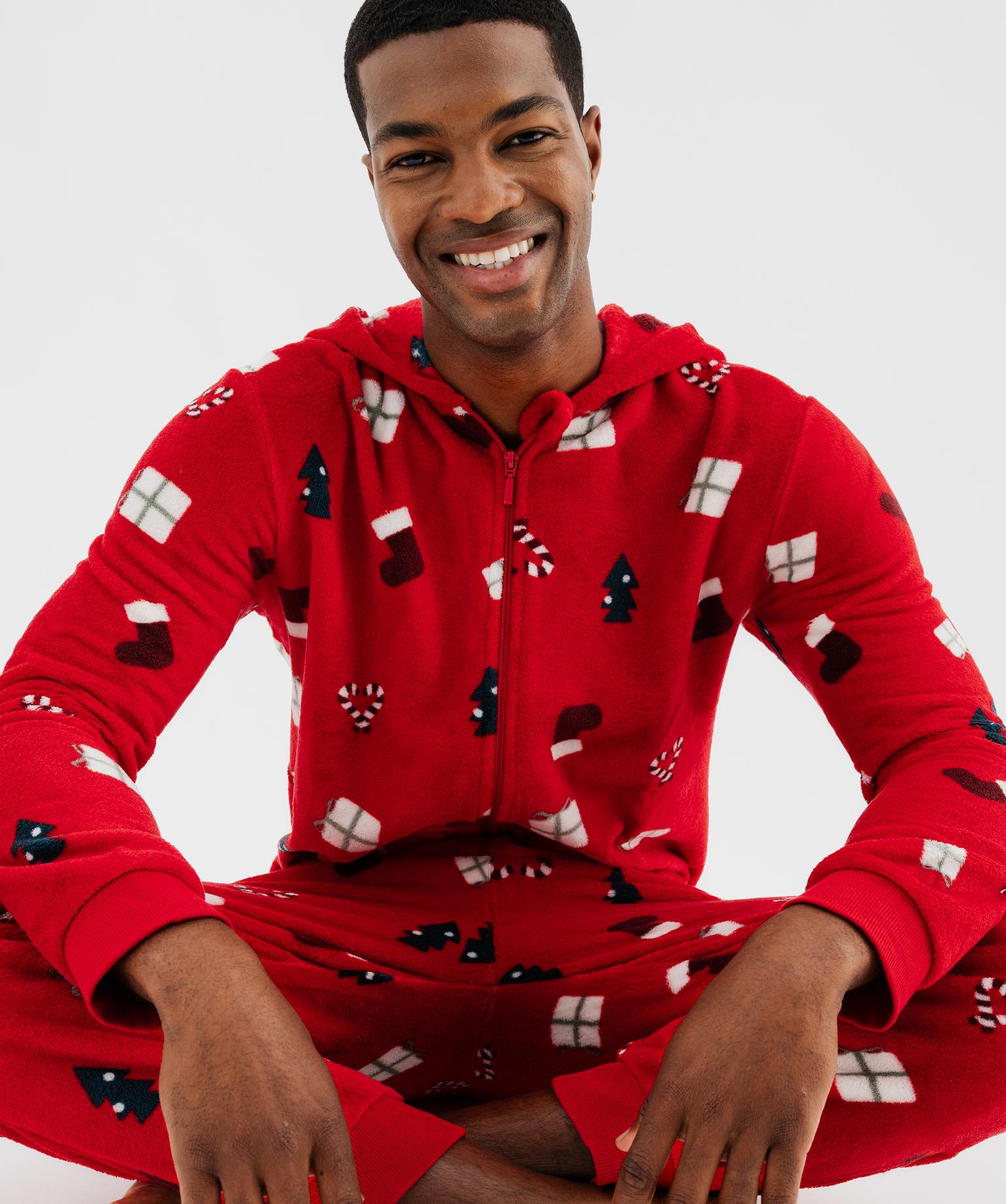 Combinaison pyjama polaire Noël homme - 38-40/M - rouge chine - GEMO