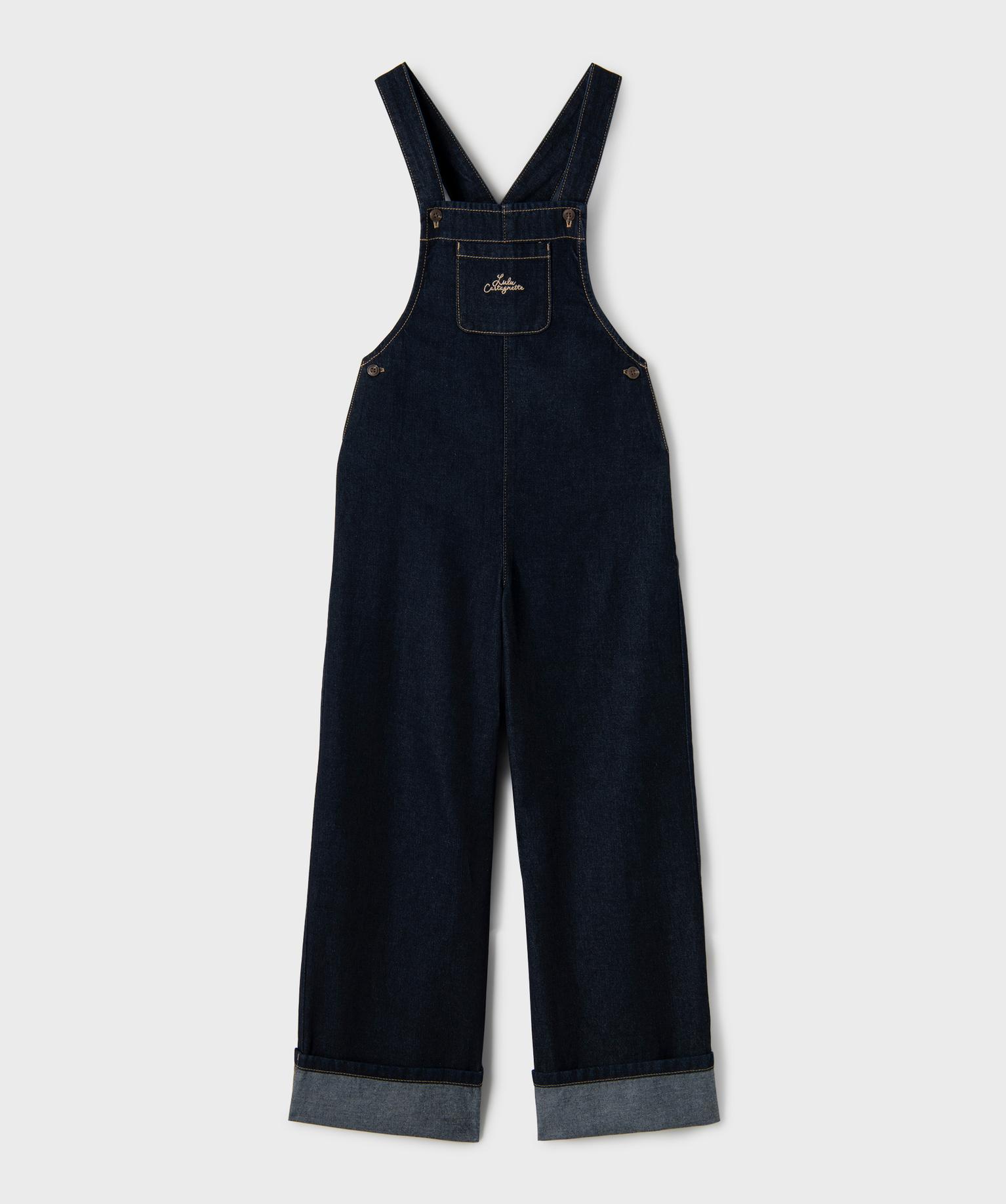 Salopette pantalon jean fille - LuluCastagnette et Alizée - 4A - bleu fonce - LULUCASTAGNETTE