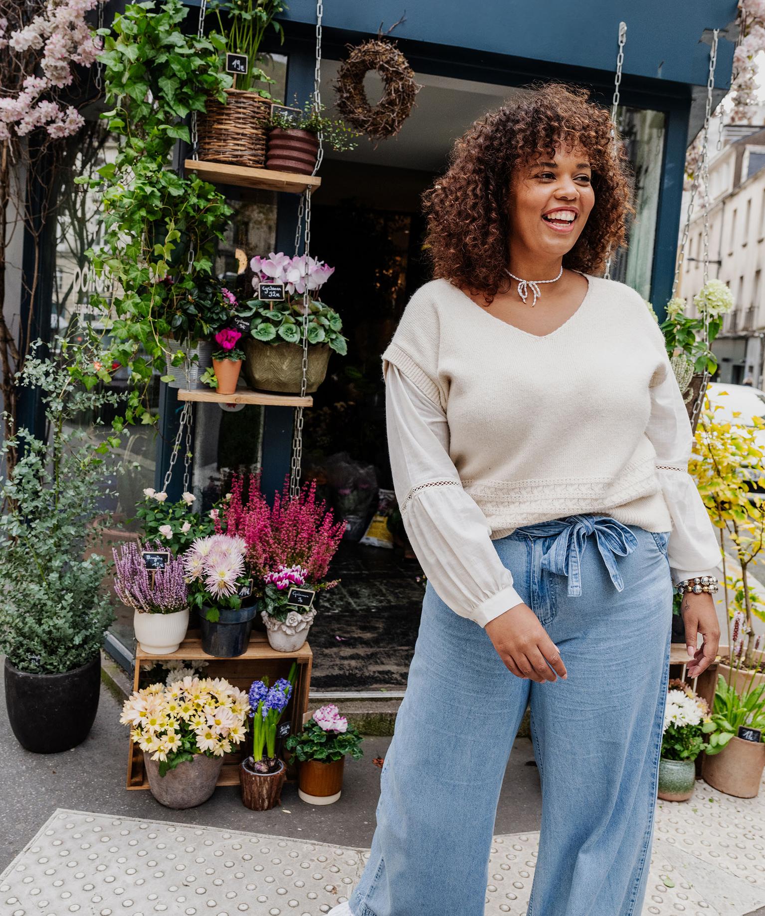Pantalon Jean Fille Taille Élastique - Jambe Large, Décontracté, à Nœud Imprimé, Confortable