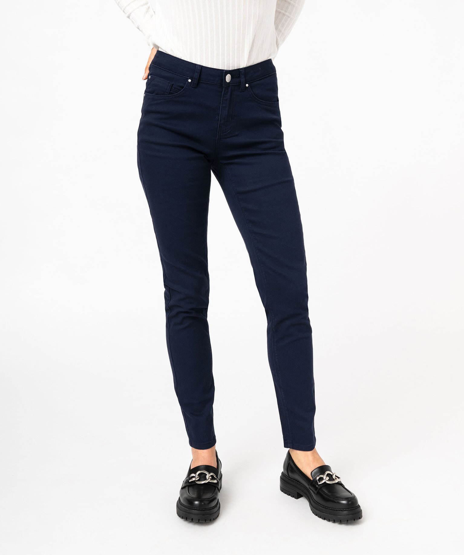 Pantalon coupe Slim taille normale femme - 42 - bleu fonce - GEMO