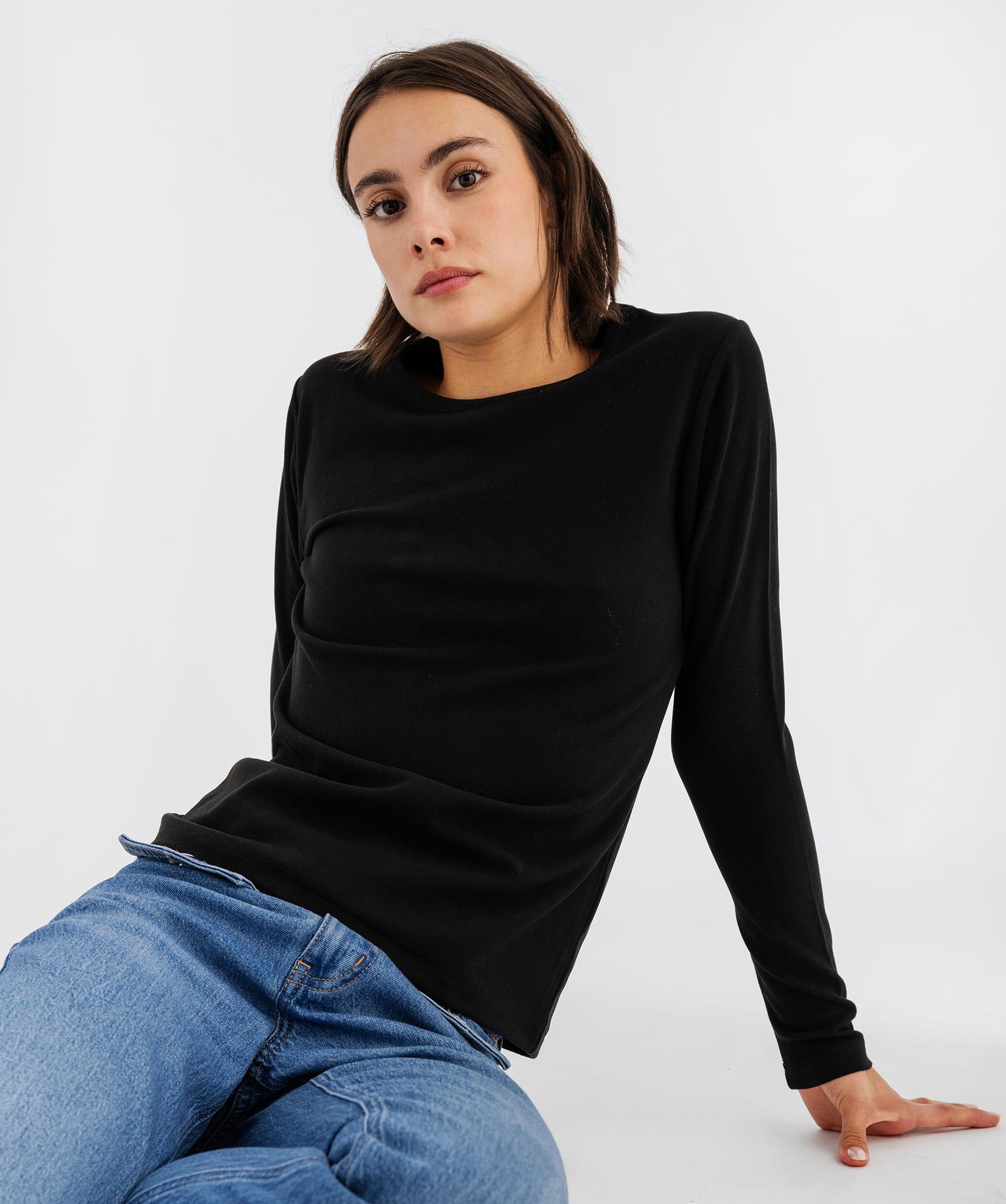 Tee-shirt pyjama manches longues femme - 38-40/M - noir standard - GEMO