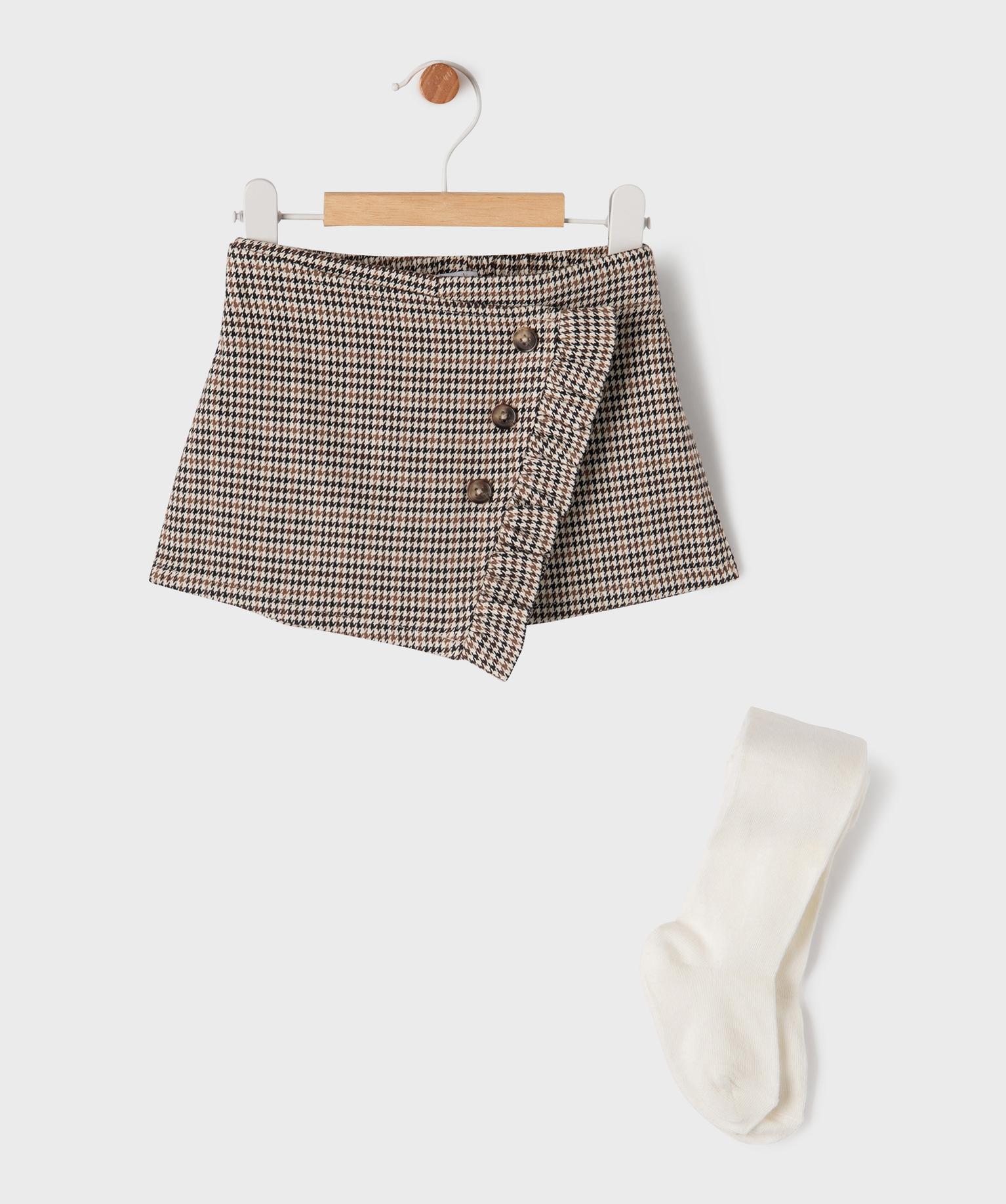 Ensemble 2 pièces jupe-short + collant épais bébé fille - GEMO