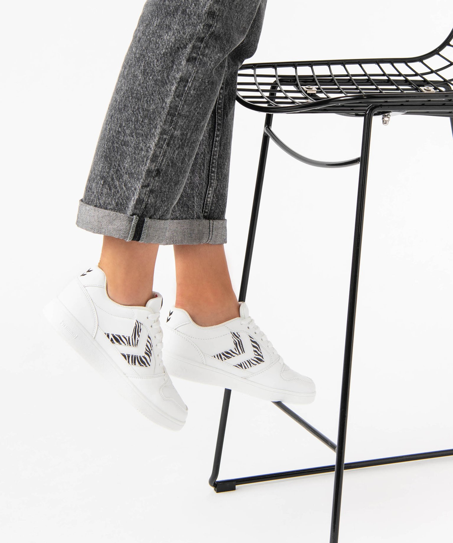 Baskets femme à lacets et à bande contrastante - Hummel - 36 - blanc - HUMMEL