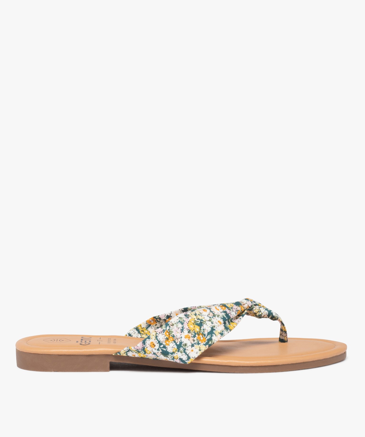 Tongs femme à talon plat et bride en toile drapée - 36 - multicolore - GEMO