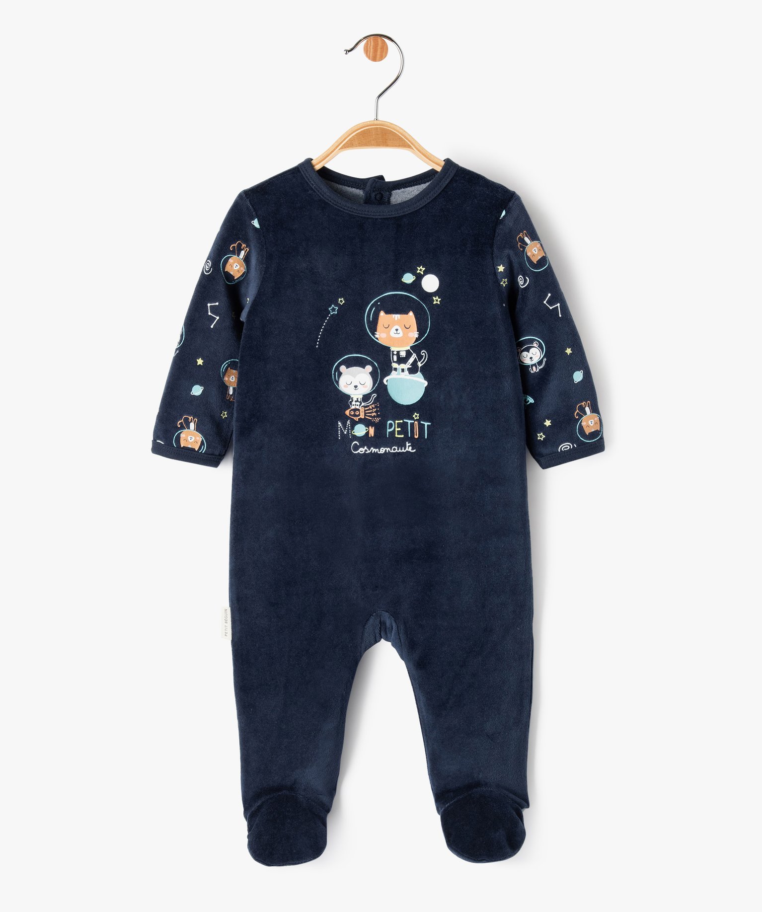 Pyjama dors-bien en velours bébé garçon - Petit Béguin - 12M - marine - PETIT BEGUIN