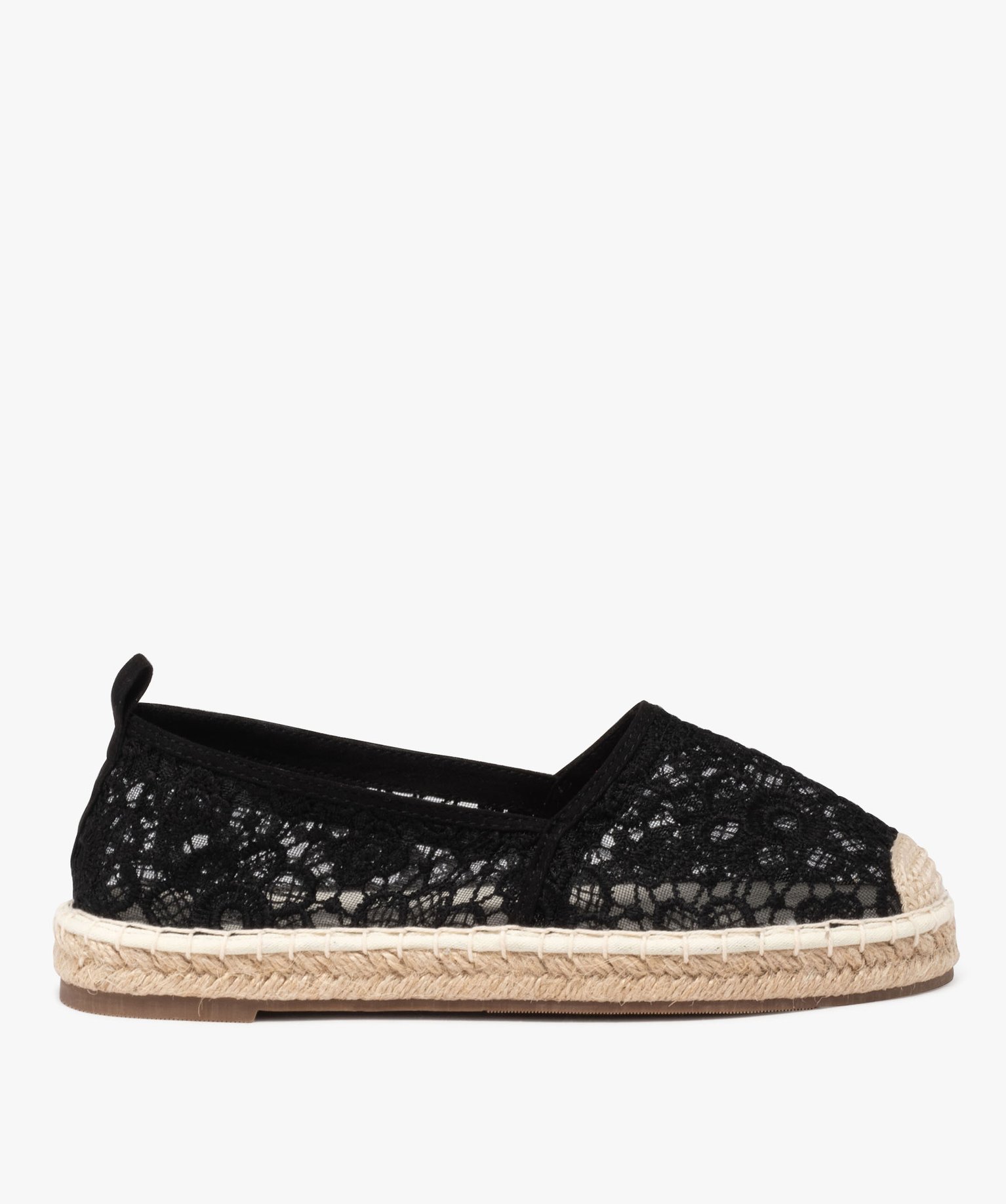 Espadrilles en tulle brodé femme - 36 - noir - GEMO