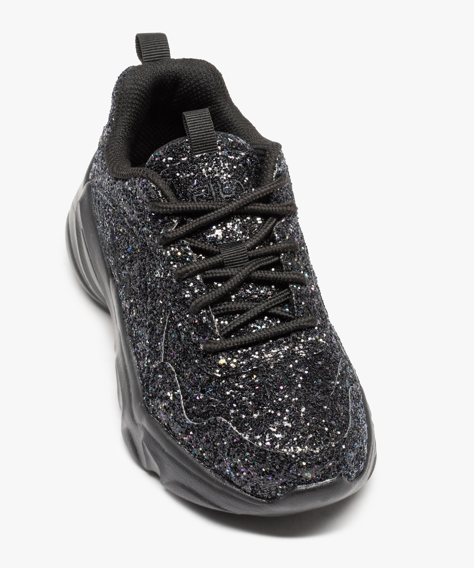 Baskets fille unies couvertes de paillettes Fila Alamo noir GEMO