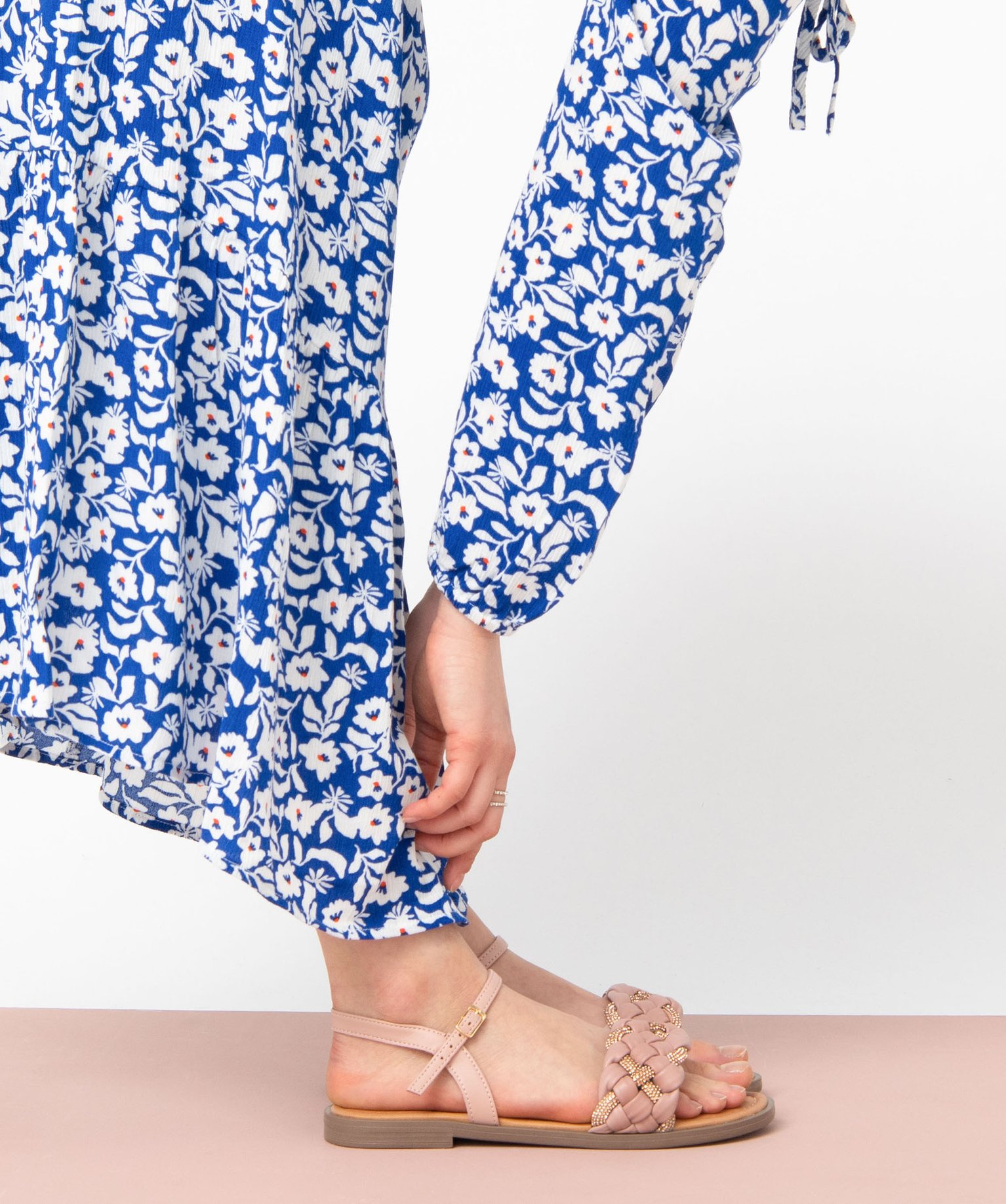 Sandales femme plates à bride tressée et à strass - 40 - rose - GEMO