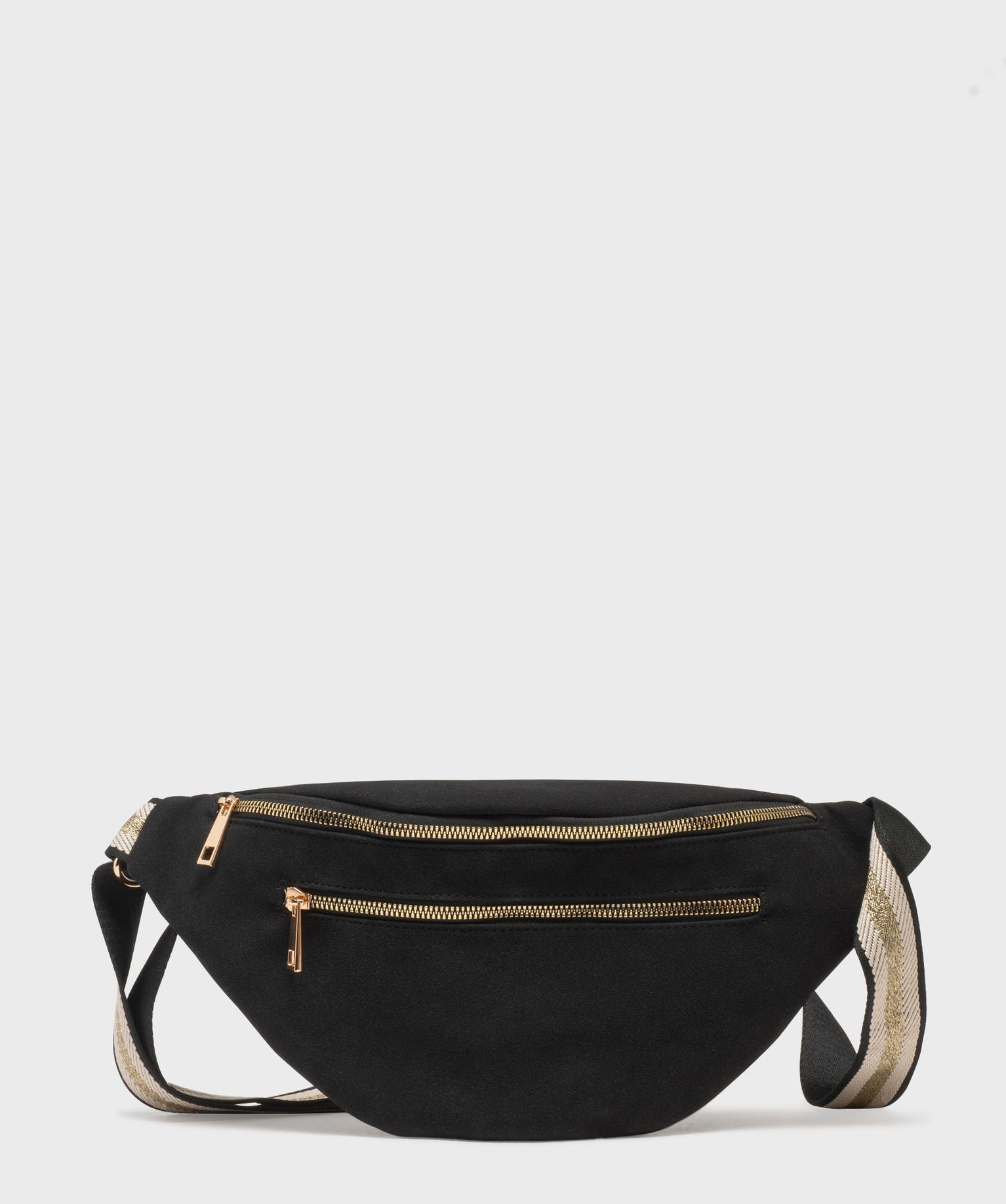 Sac banane grand format en suédine à bandoulière fantaisie femme - GEMO Sac banane grand format en suédine à bandoulière fantaisie femme - GEMO