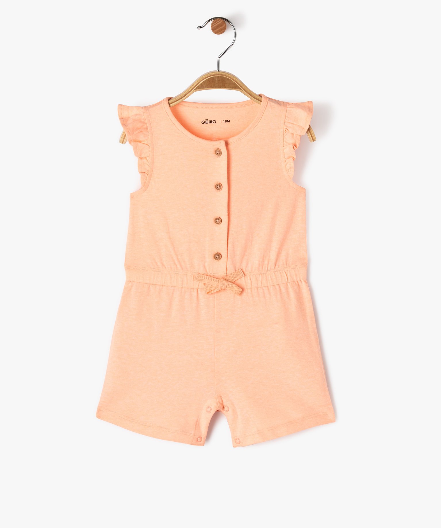 Combishort sans manches en jersey de coton imprimé bébé fille - 6M - rose - GEMO