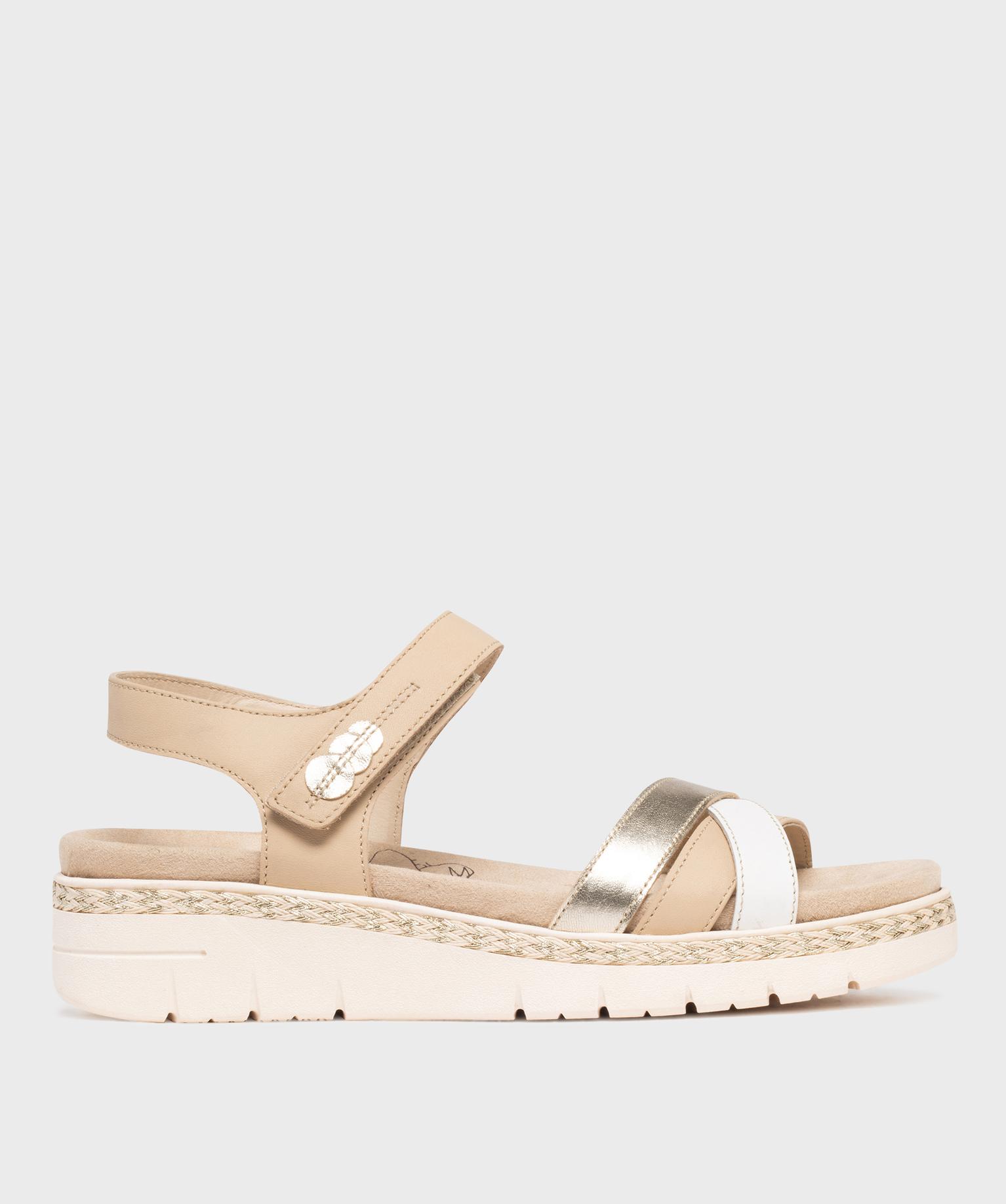 Sandales confort à brides avec semelle amovible femme - 37 - beige - GEMO