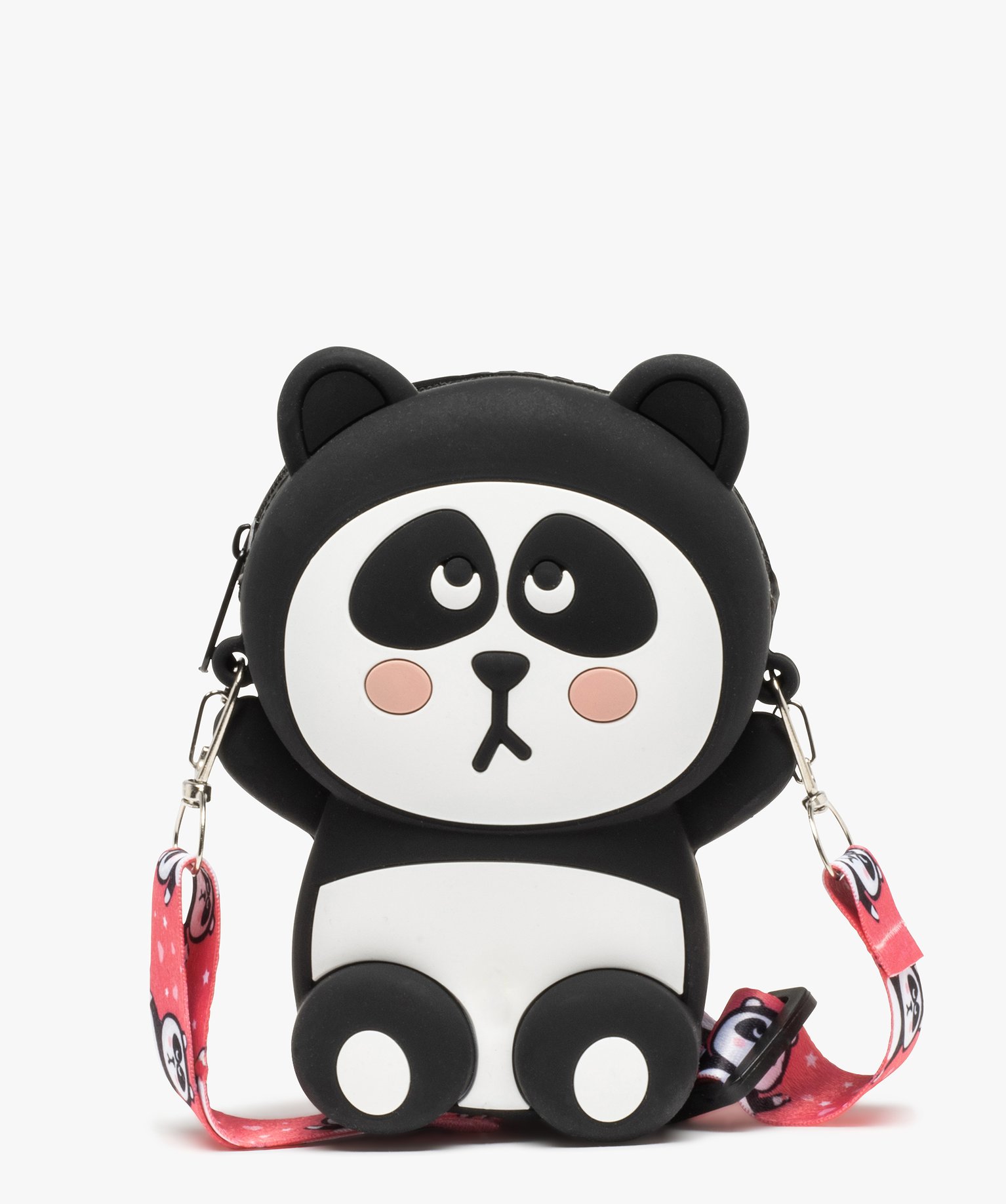 Pochette fille forme panda avec cordon satiné amovible