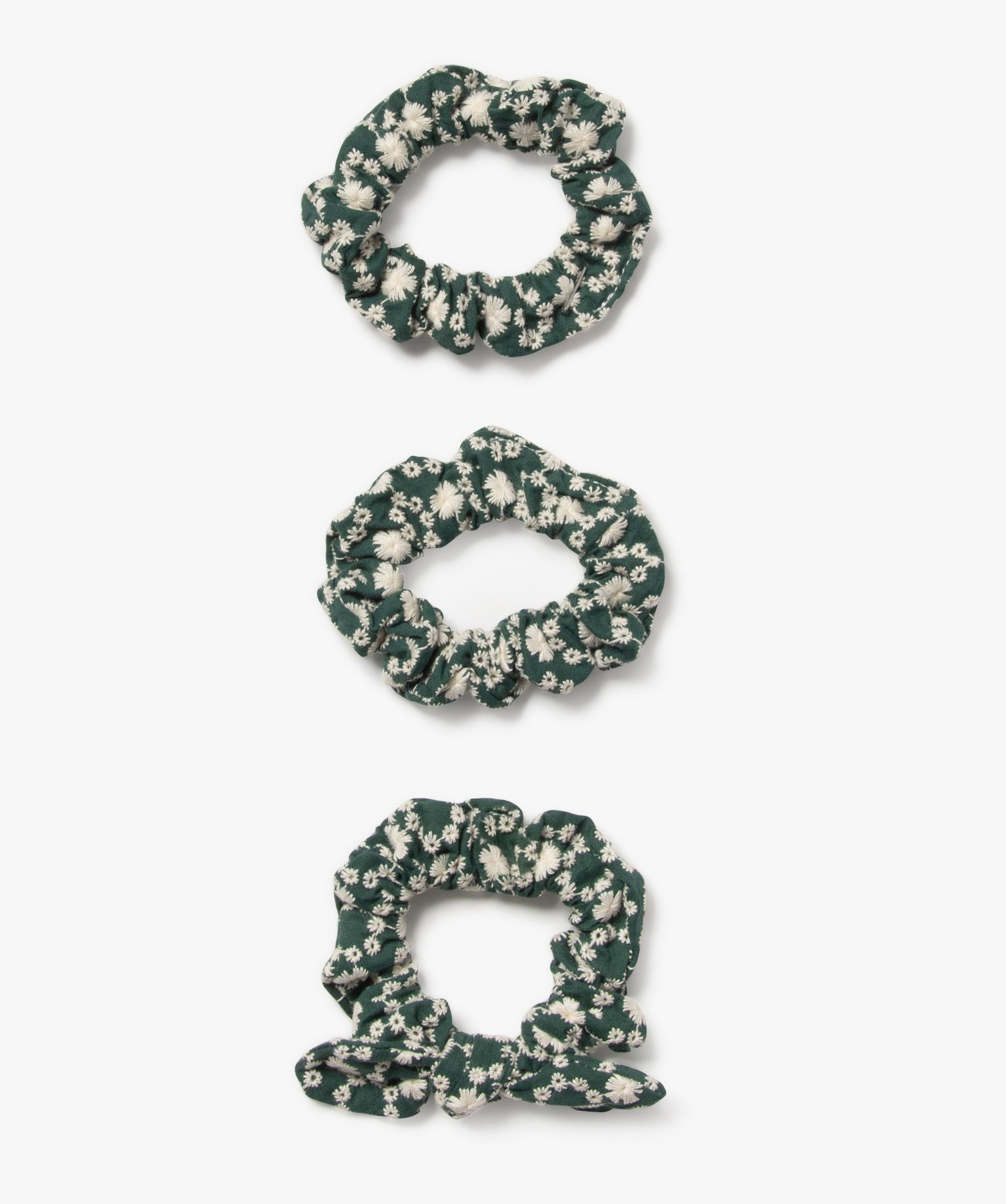 Chouchous pour les cheveux à motifs fleuris fille (lot de 3) - TU - vert standard - GEMO