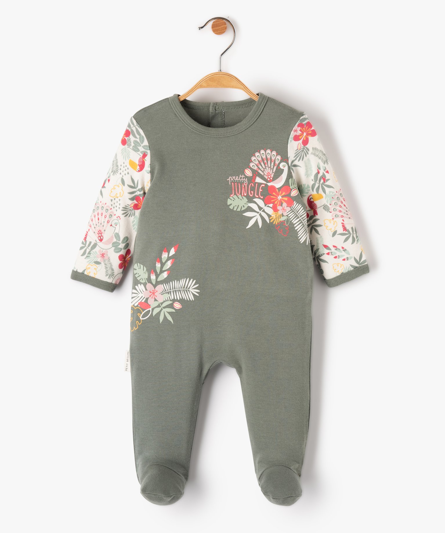 Pyjama bébé à pont-dos imprimé jungle - Petit Béguin - PETIT BEGUIN