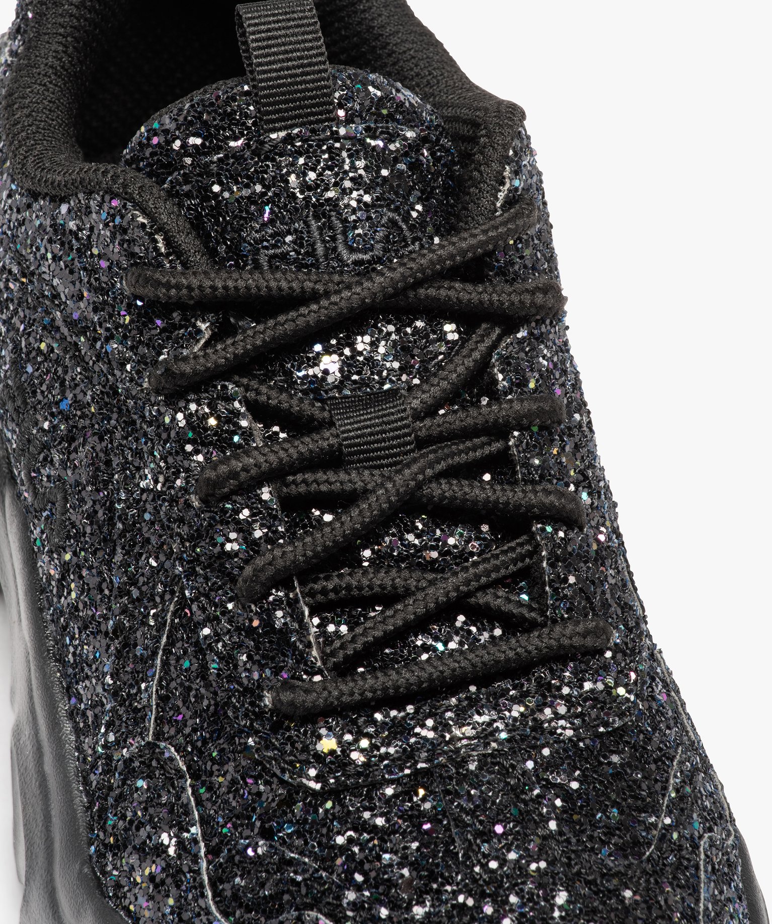 Baskets fille unies couvertes de paillettes Fila Alamo noir GEMO