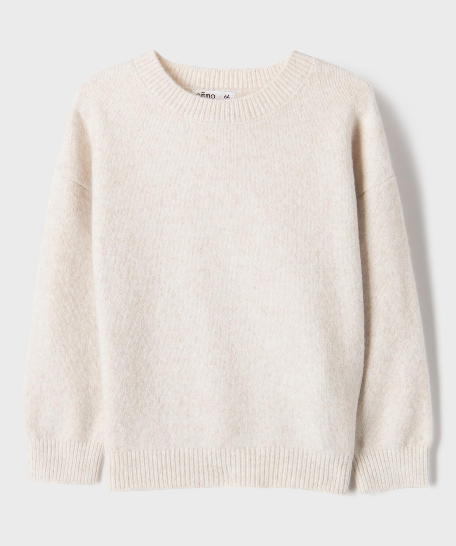 Pull à col rond fille - 5A - ecru - GEMO