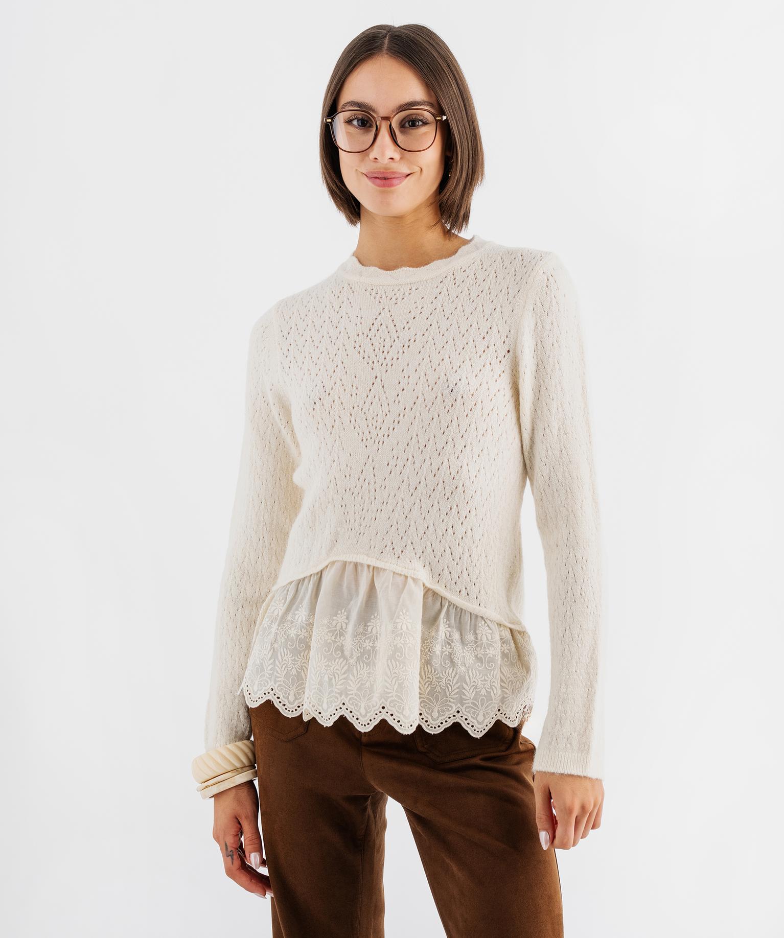 Pull col rond ajouré femme - GEMO