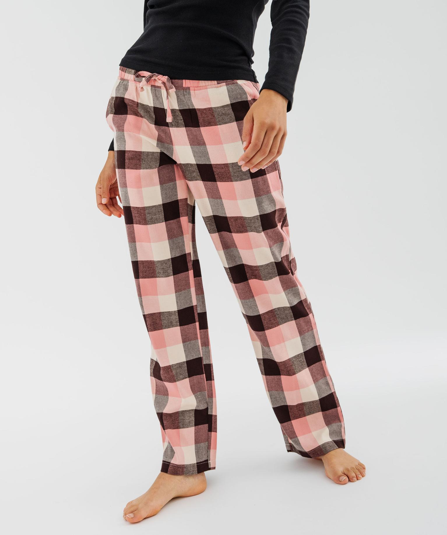 Pantalon de pyjama en flanelle à carreaux et taille élastiquée femme - GEMO