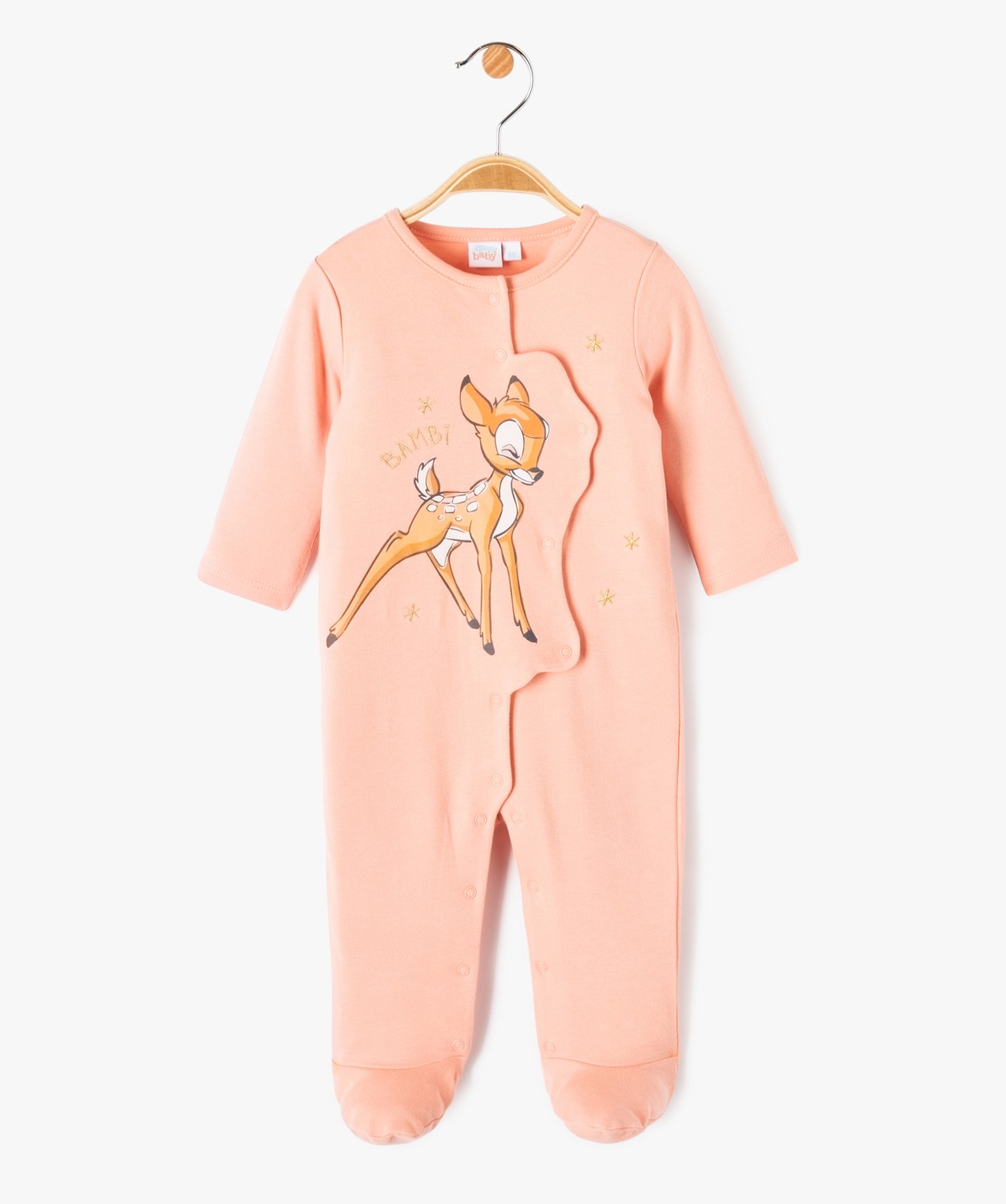 Pyjama dors-bien ouvert devant avec motif Bambi bébé fille - Disney - 0M - rose - DISNEY BABY