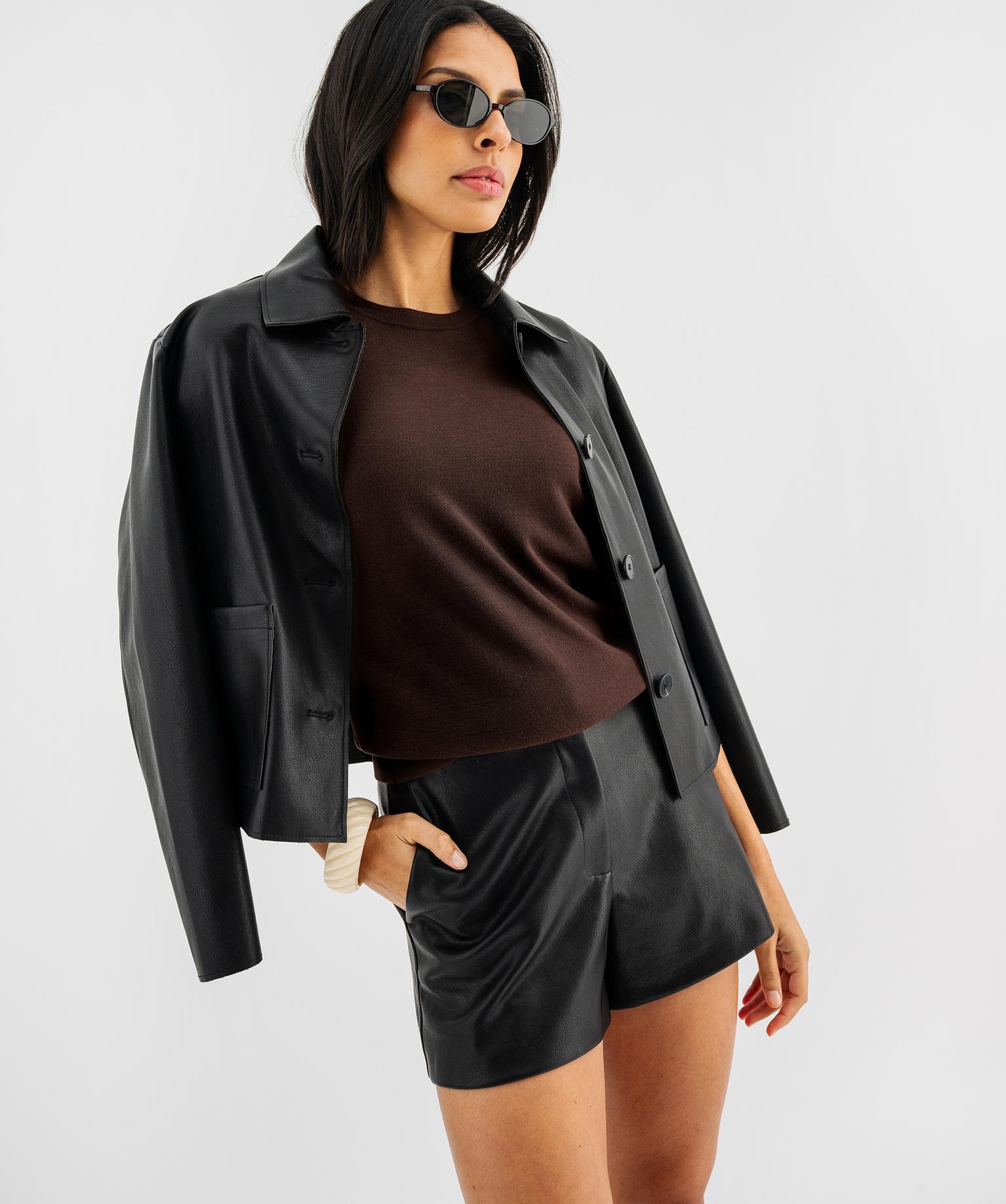 Short ample en cuir imitation extensible femme - 36/S - noir standard - GEMO