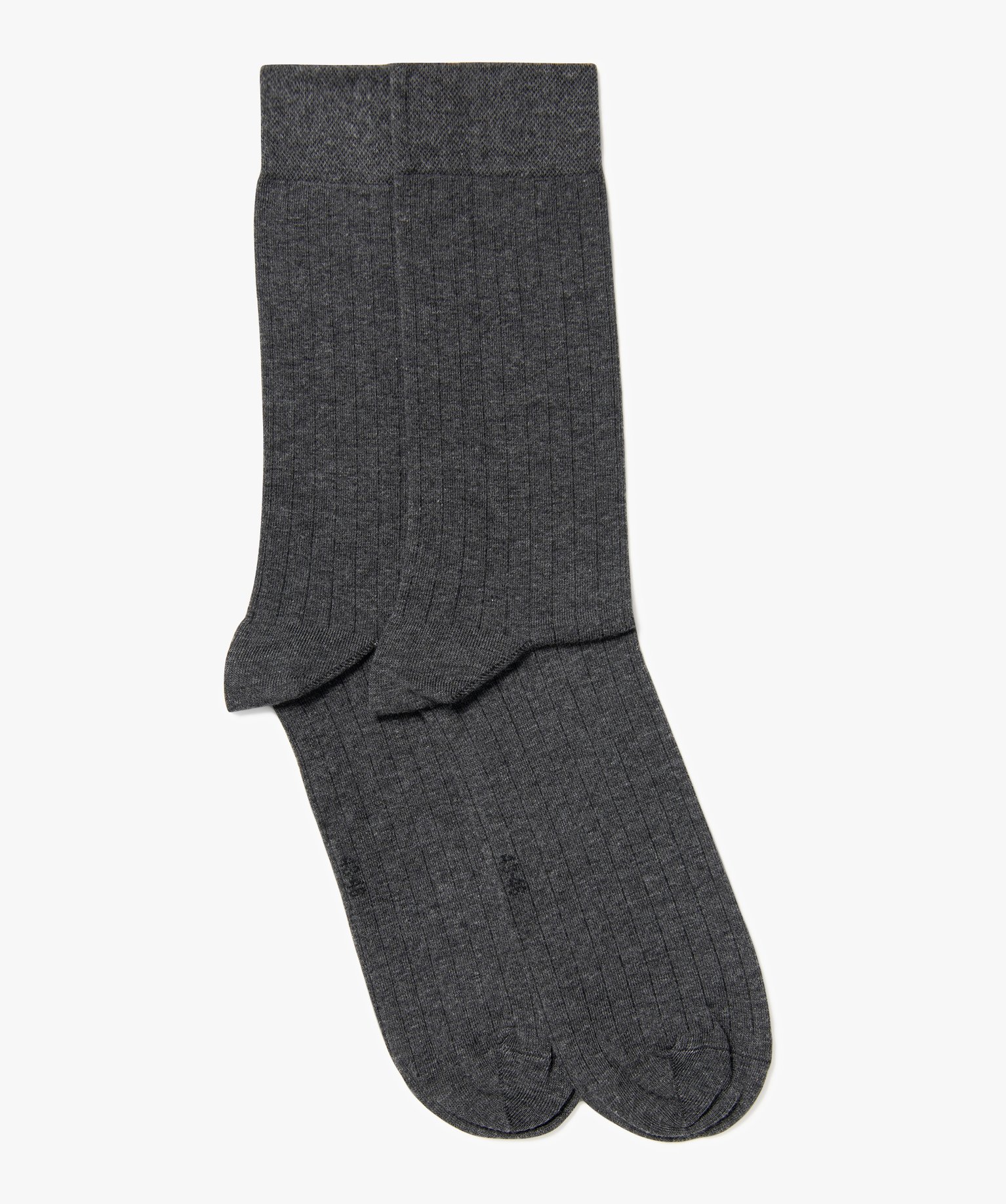 Chaussettes en maille côtelée homme (lot de 2) - 39/42 - gris standard - GEMO