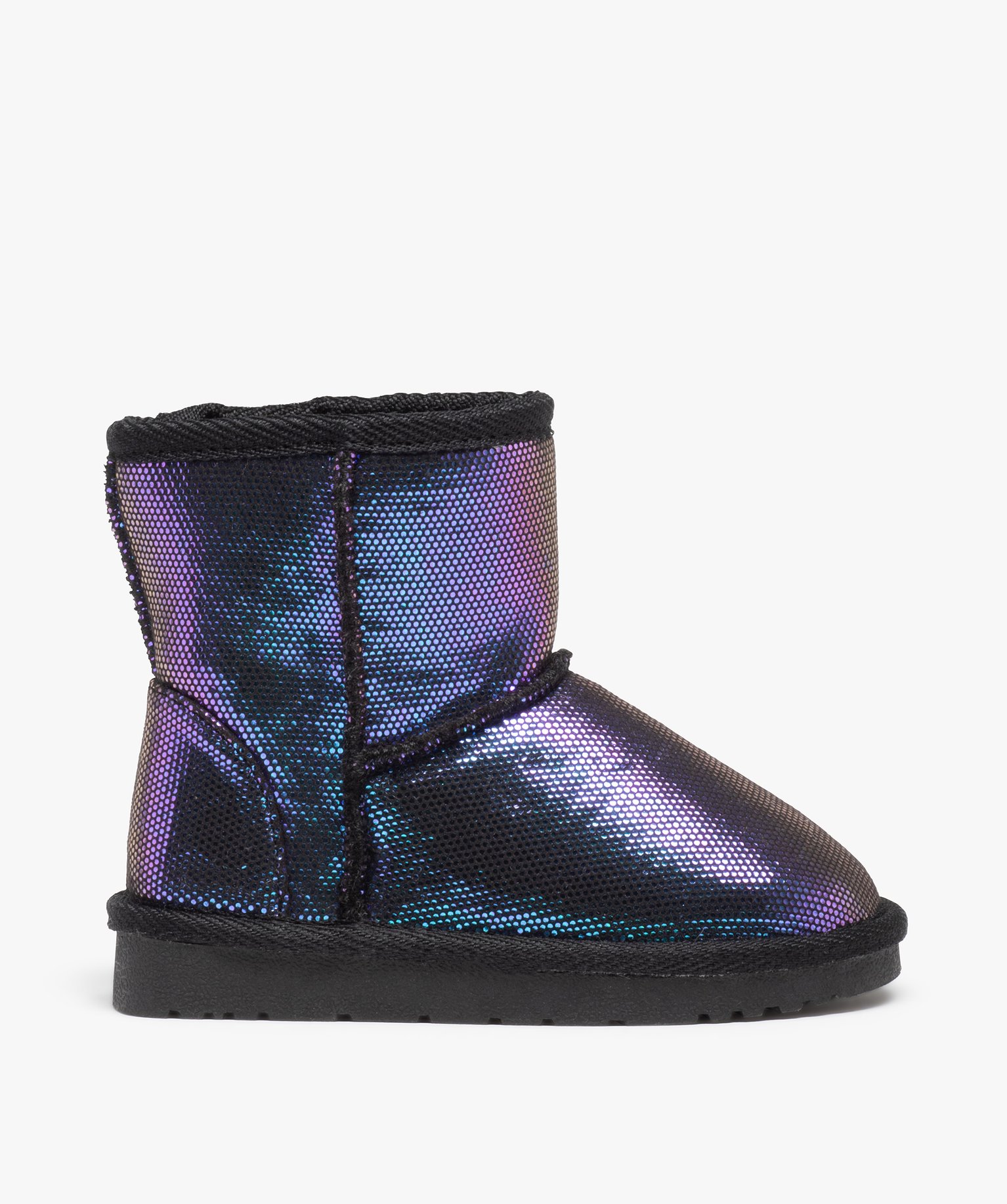 Boots fourrées fille en suédine brillante et irisée - 27 - violet - GEMO