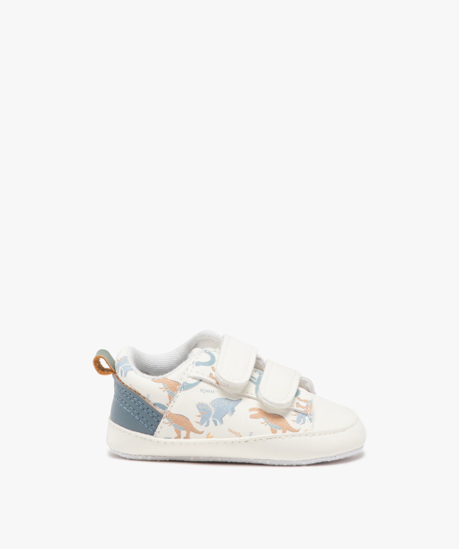 Chaussons de naissance bébé garçon à scratch motif dinosaures - 6/12M - blanc - GEMO