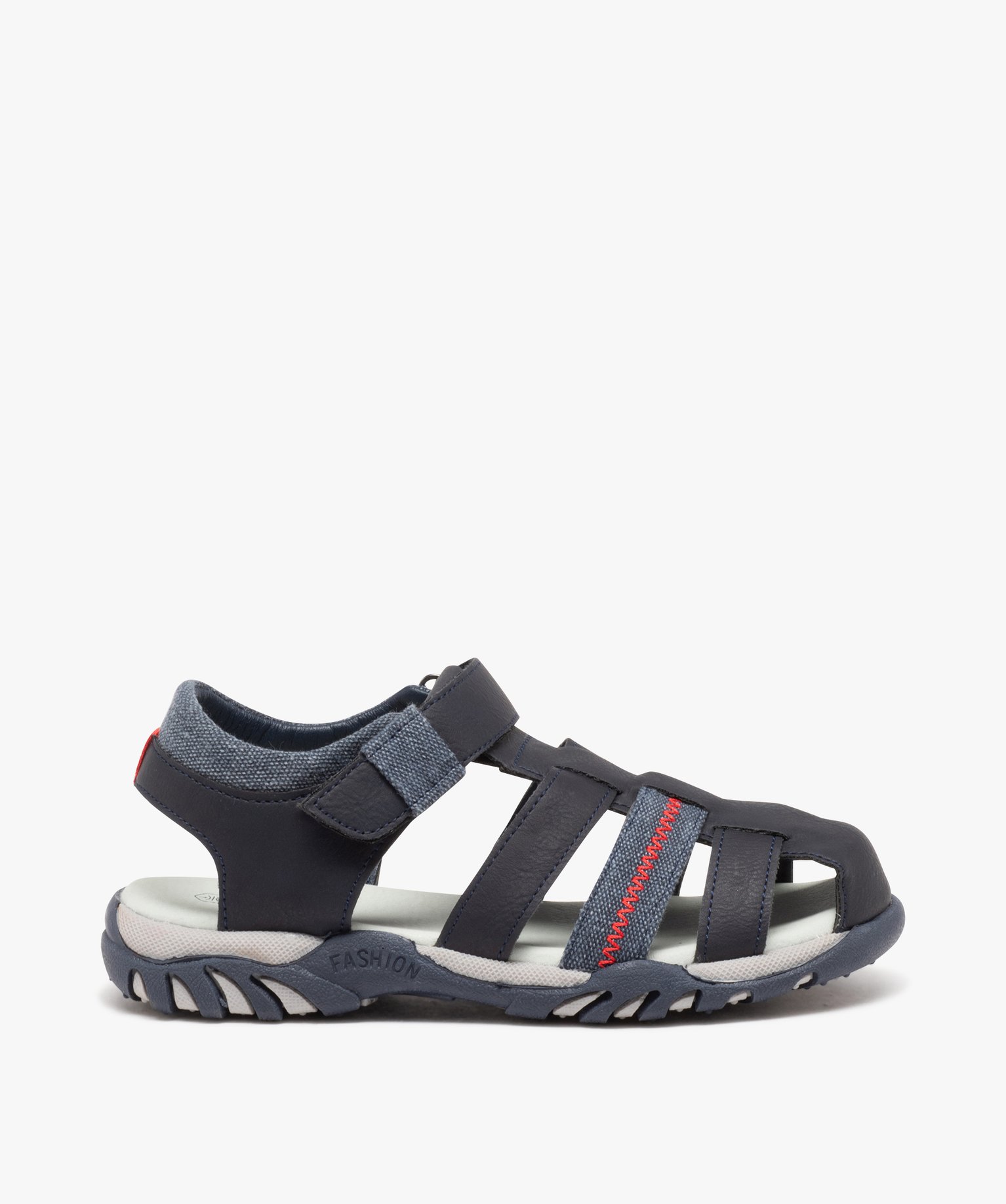 Sandales garçon sport à scratch et à bout fermé avec détails en denim - 35 - marine - GEMO