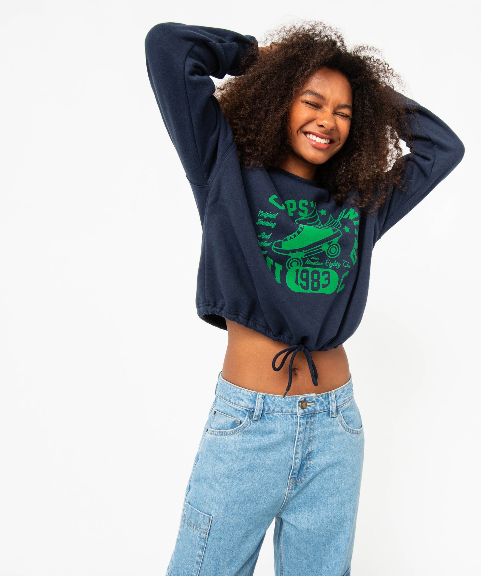Sweat loose en molleton chaud imprimé femme - Camps United - L - bleu - CAMPS UNITED